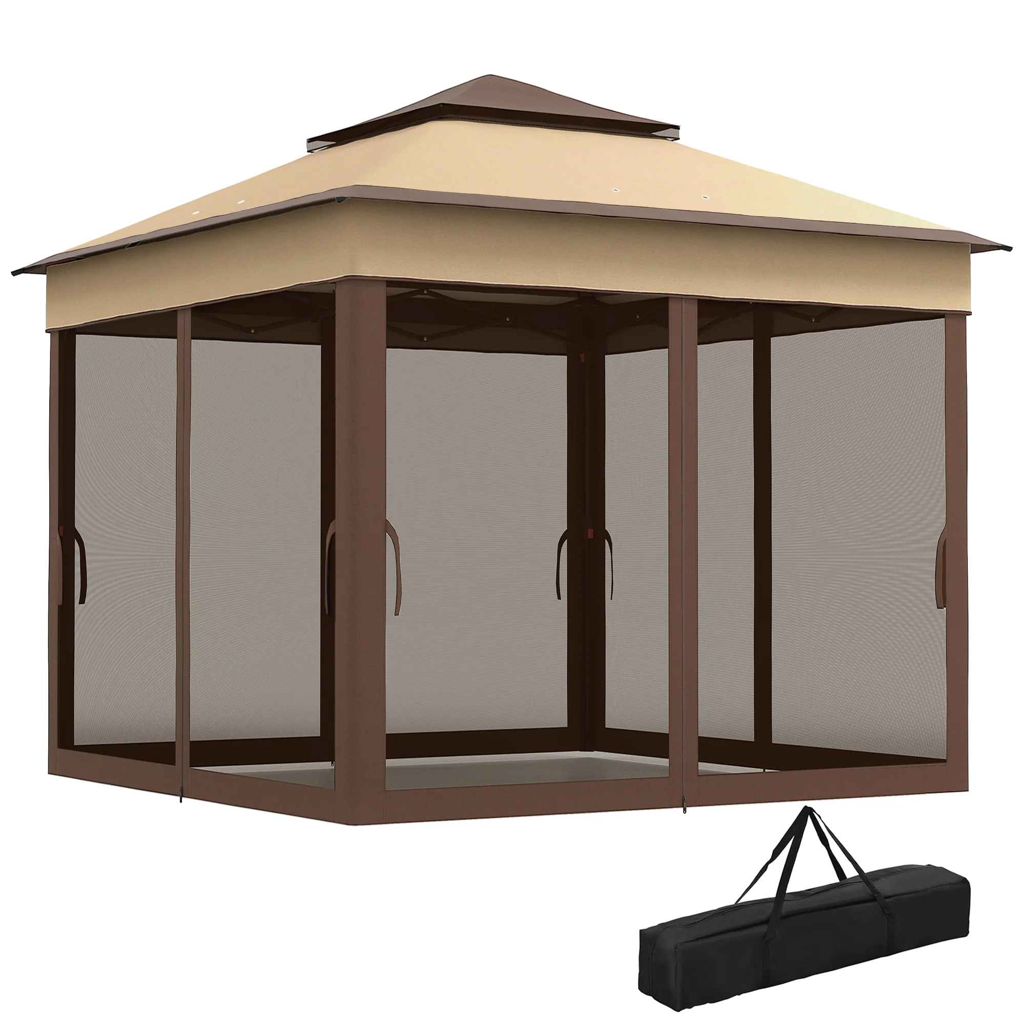 10.7 x 10.7ft Pop-Up Gazebo with Removable Mesh Curtains and UV30 Roof, Beige - Image 2