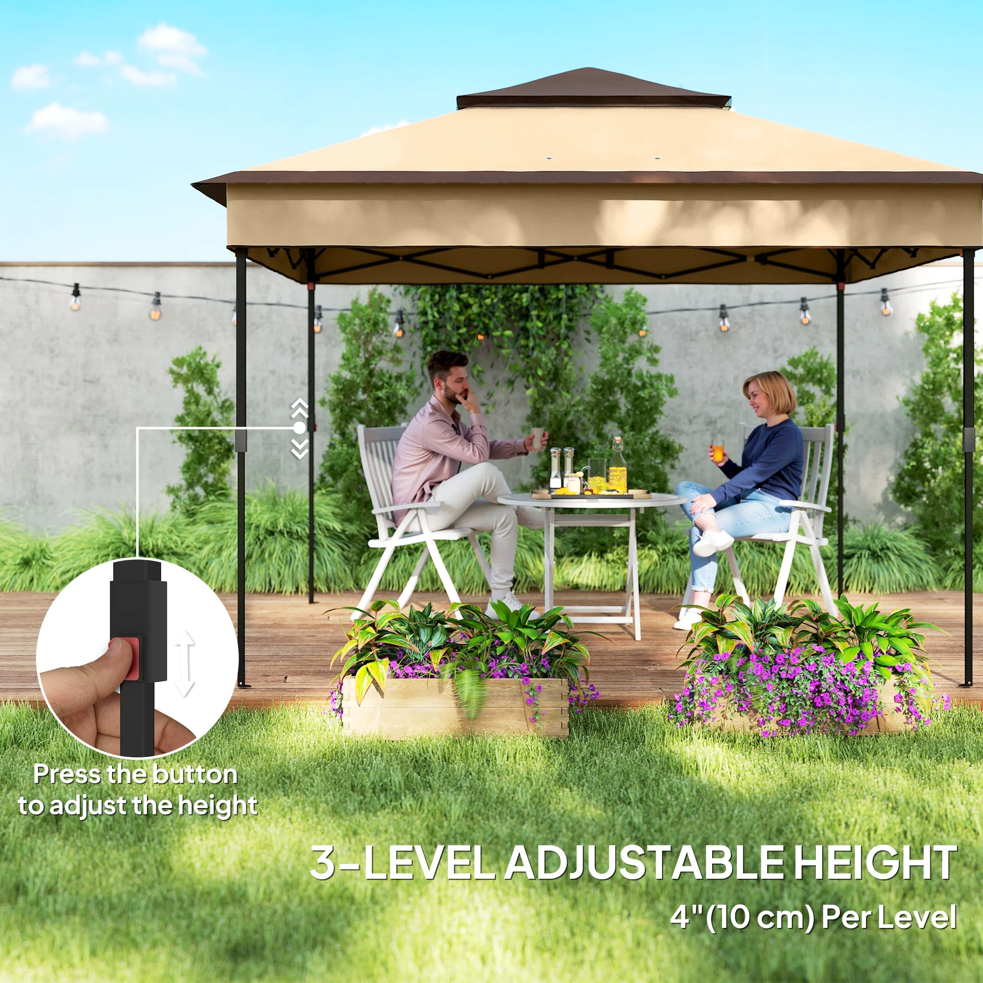 10.7 x 10.7ft Pop-Up Gazebo with Removable Mesh Curtains and UV30 Roof, Beige - Image 7