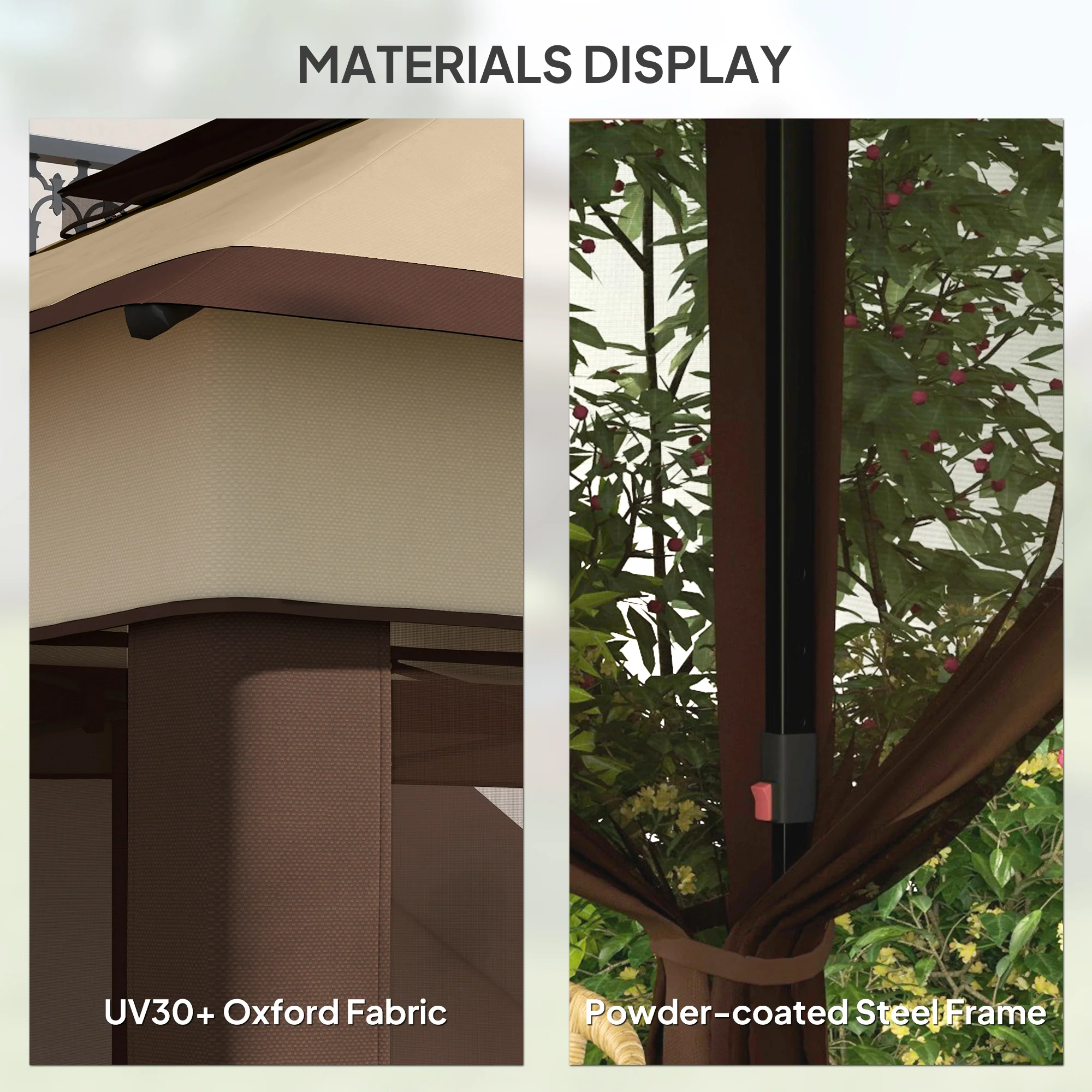 10.7 x 10.7ft Pop-Up Gazebo with Removable Mesh Curtains and UV30 Roof, Beige - Image 9