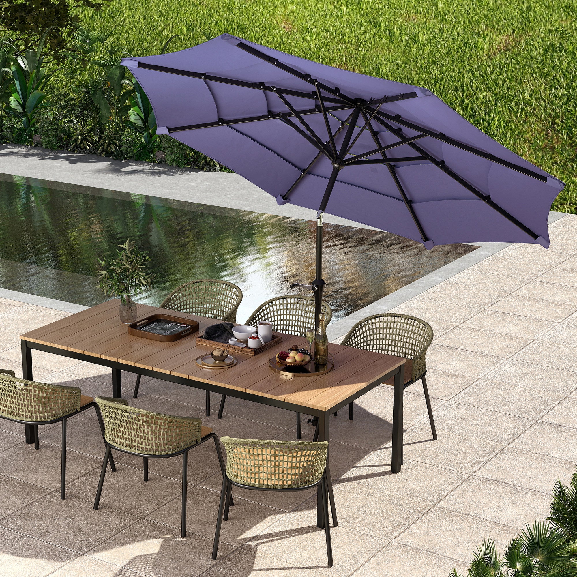 10.7' Patio Umbrella with 8 Ribs & Push-Button Tilt, Purple - Image 10