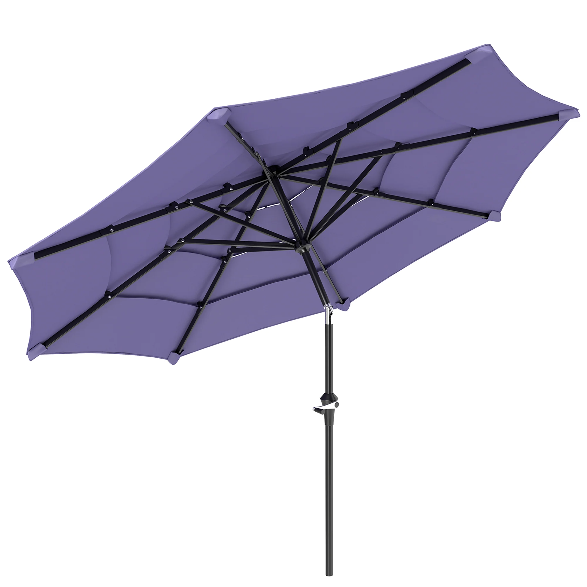 10.7' Patio Umbrella with 8 Ribs & Push-Button Tilt, Purple - Image 12