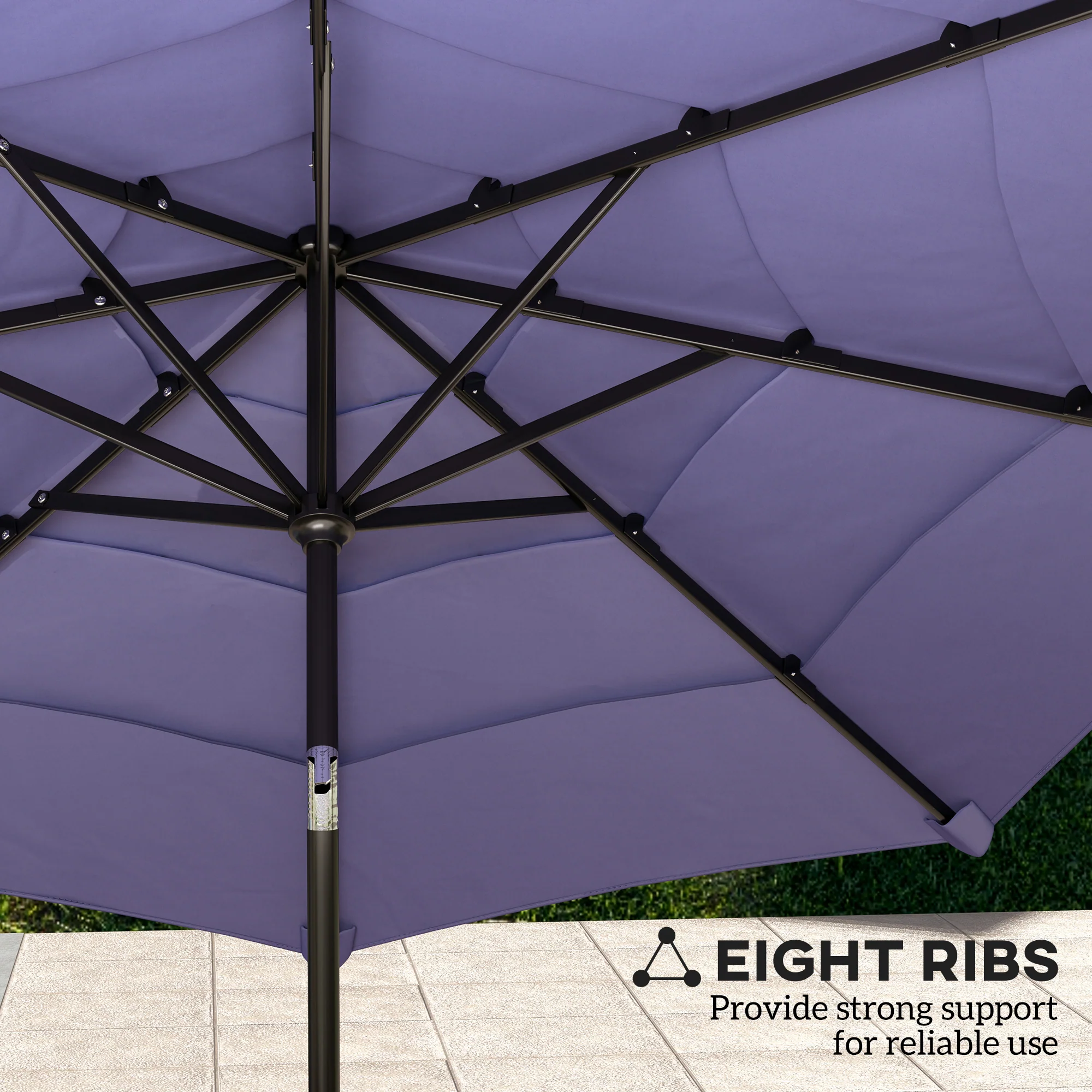 10.7' Patio Umbrella with 8 Ribs & Push-Button Tilt, Purple - Image 8