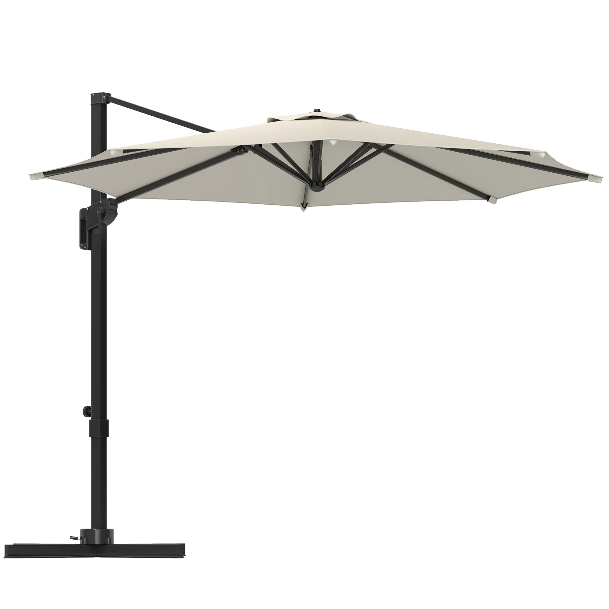 10' Cantilever Patio Umbrella with 360° Rotation & Tilt, Cream White - Image 12