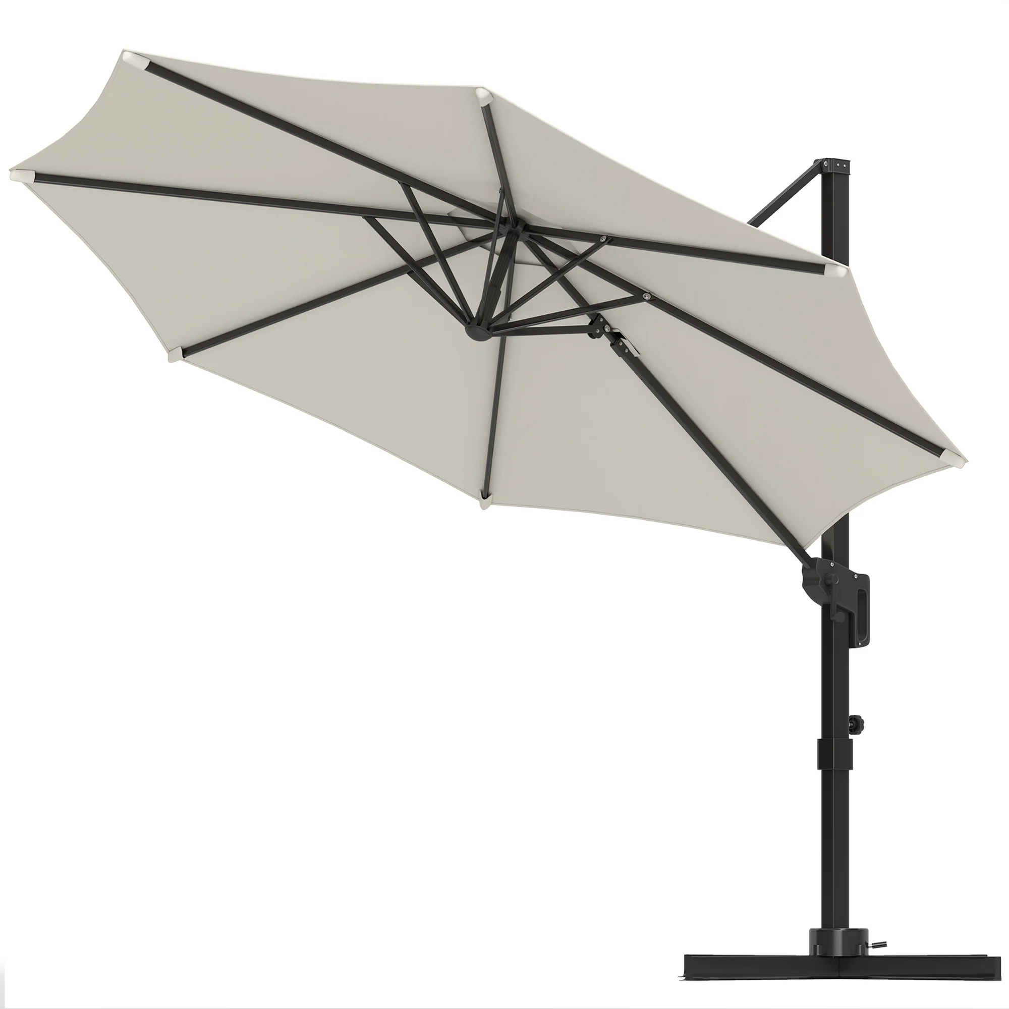 10' Cantilever Patio Umbrella with 360° Rotation & Tilt, Cream White - Image 2