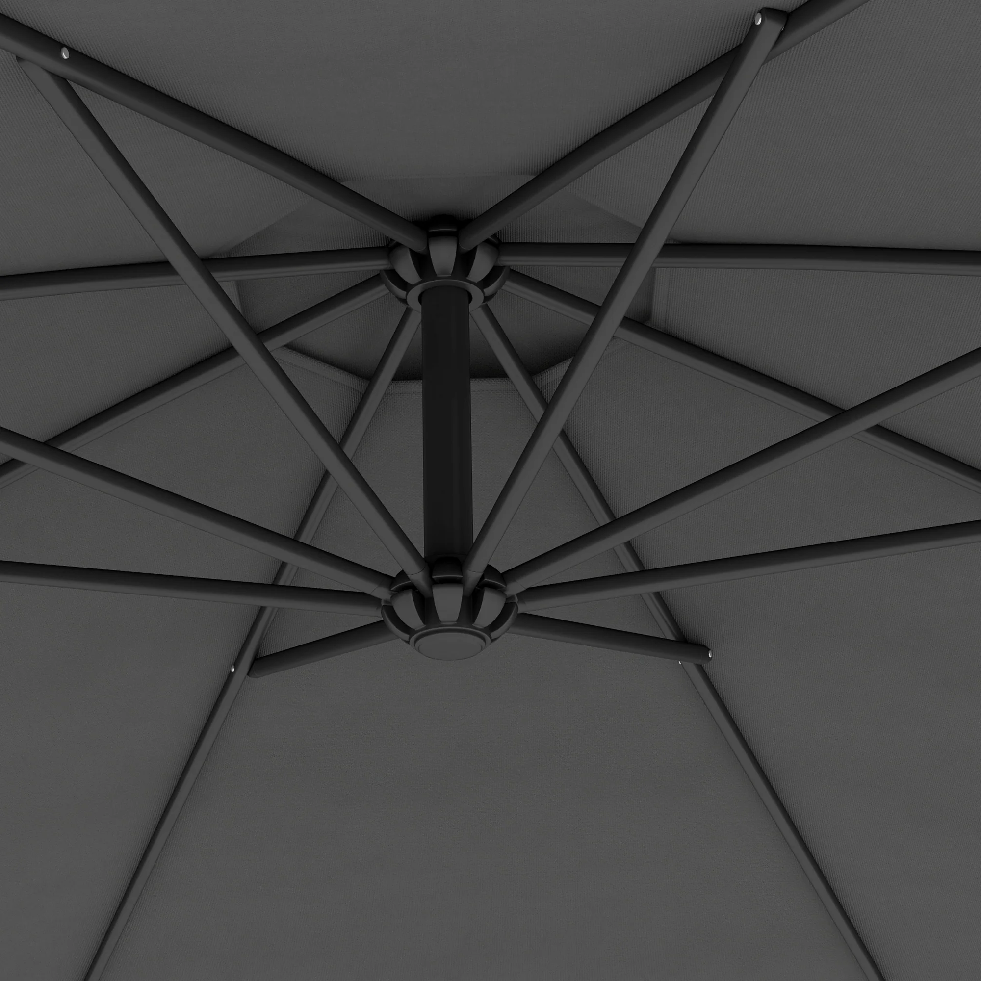 10' Deluxe Patio Umbrella with Crank and Cross Base, Grey - Image 11