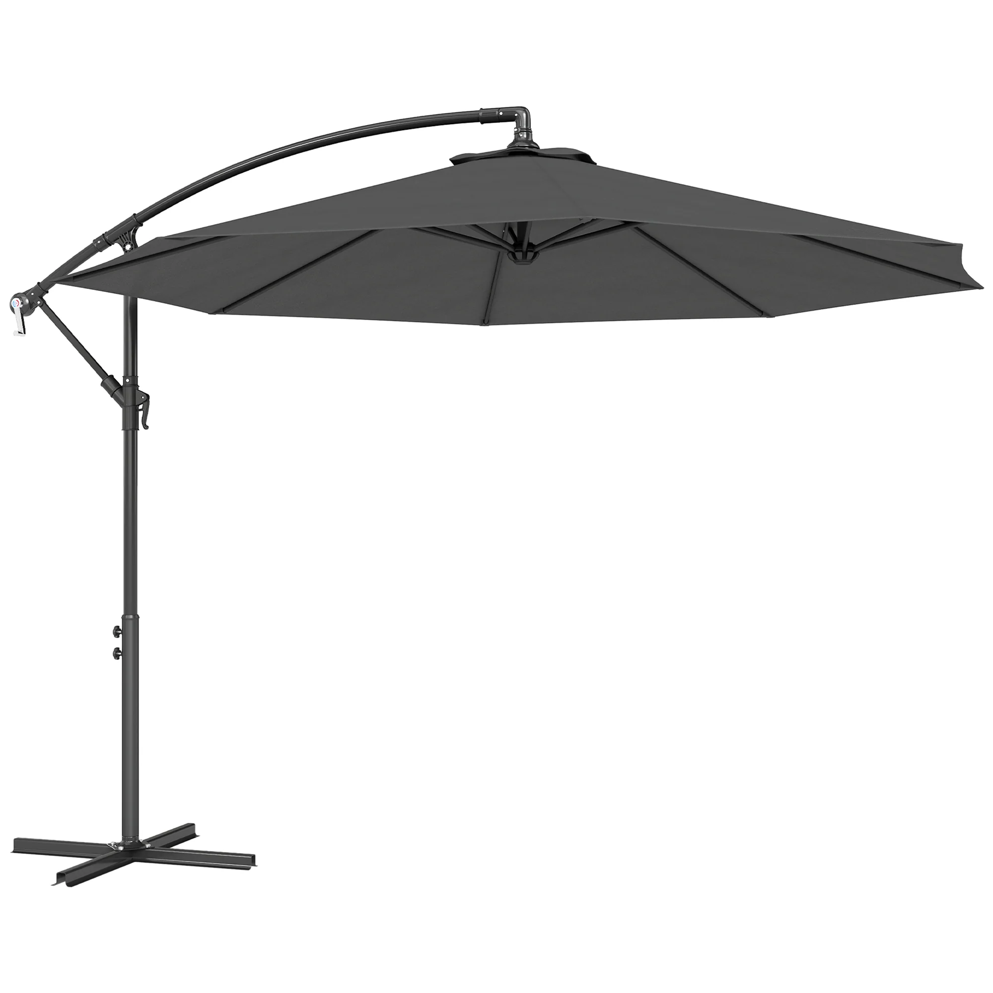 10' Deluxe Patio Umbrella with Crank and Cross Base, Grey - Image 12