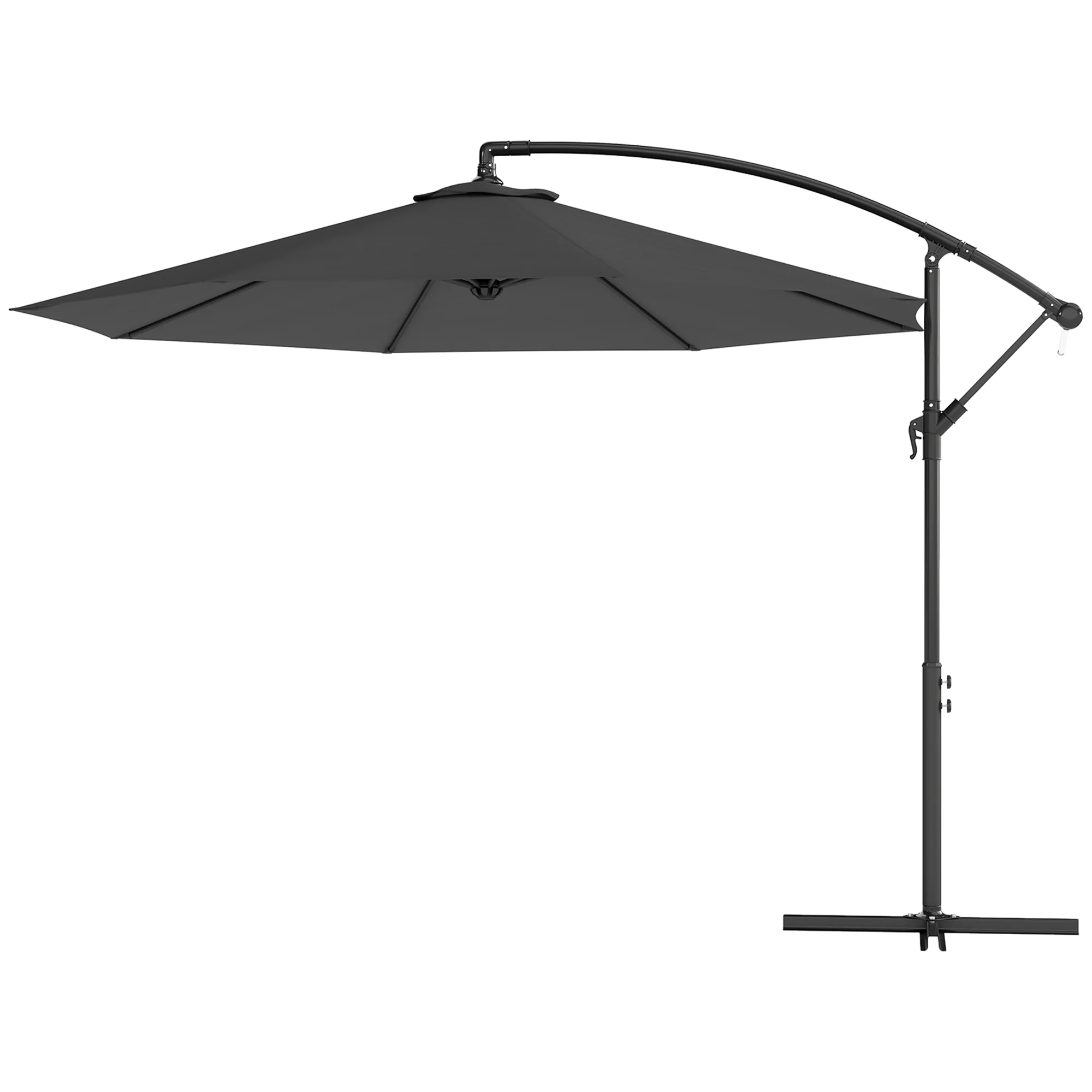 10' Deluxe Patio Umbrella with Crank and Cross Base, Grey - Image 2