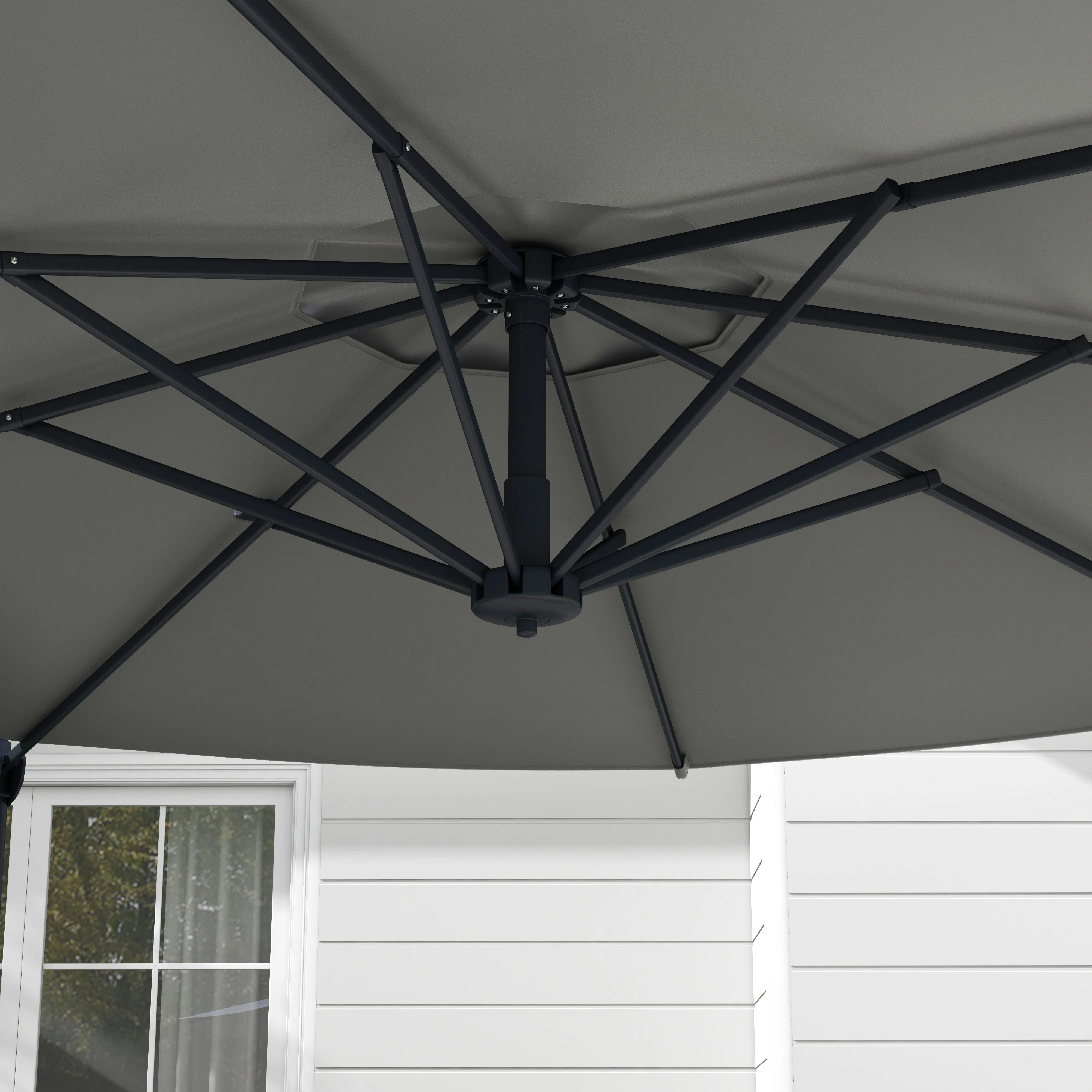 10ft Cantilever Patio Umbrella with 360° Rotation and Tilt, Grey - Image 10