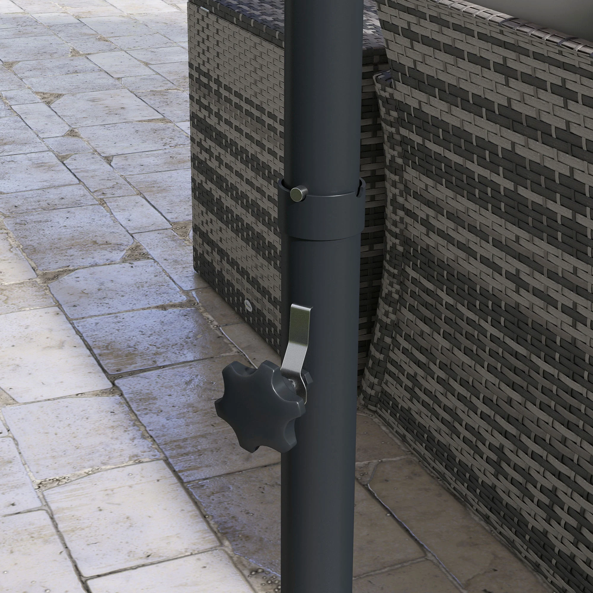 10ft Cantilever Patio Umbrella with 360° Rotation and Tilt, Grey - Image 11