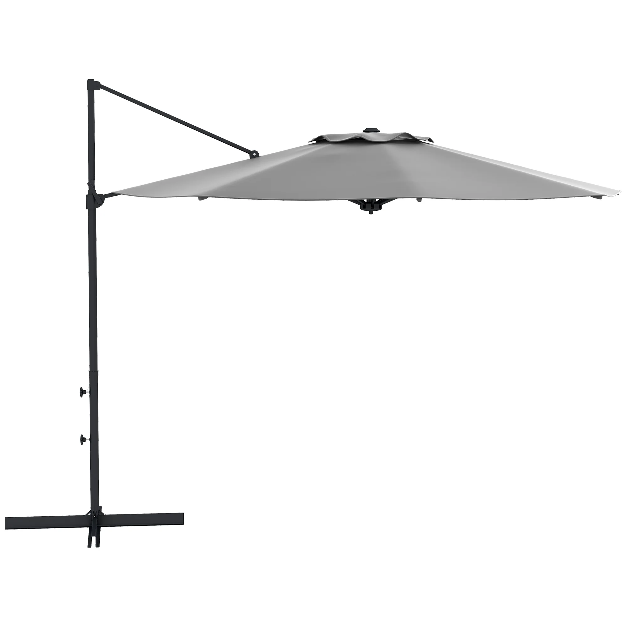 10ft Cantilever Patio Umbrella with 360° Rotation and Tilt, Grey - Image 12