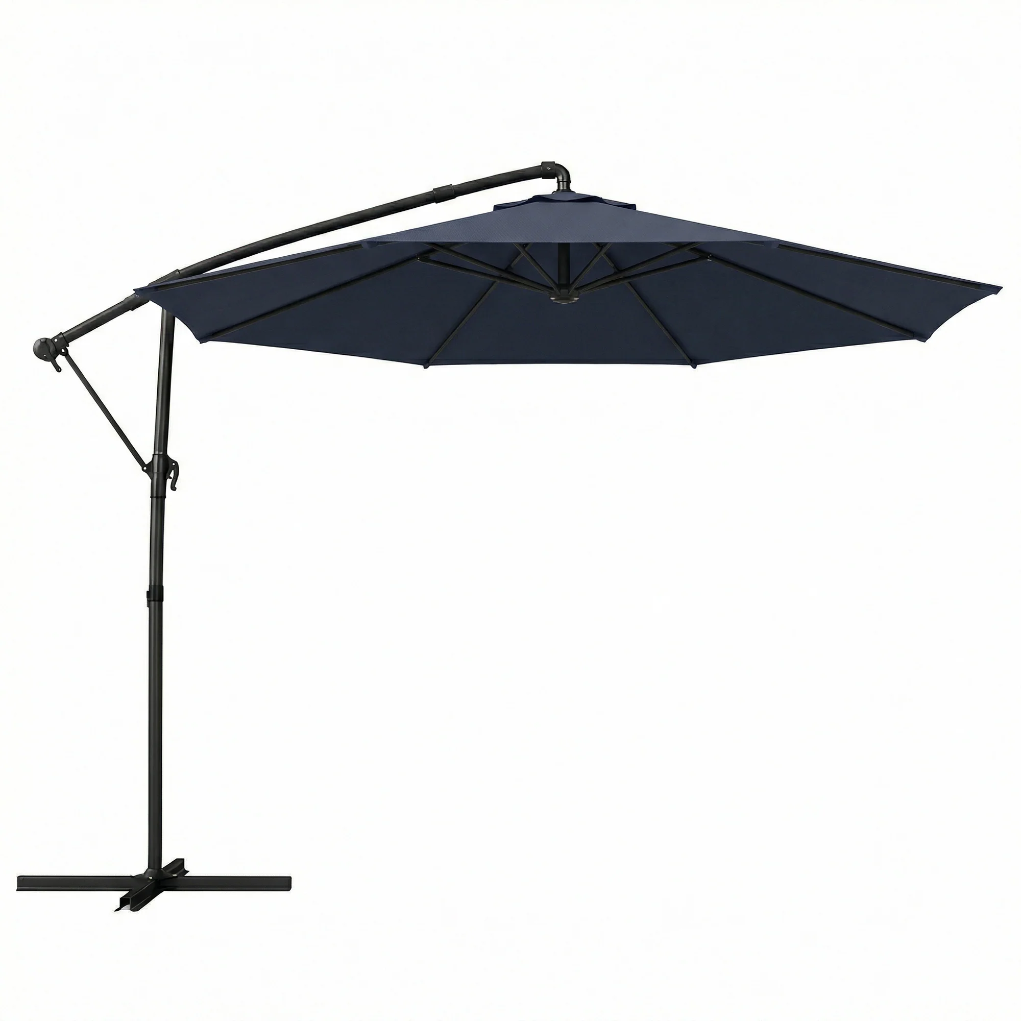 10 ft Offset Patio Umbrella with Cover, Navy Blue - Image 12