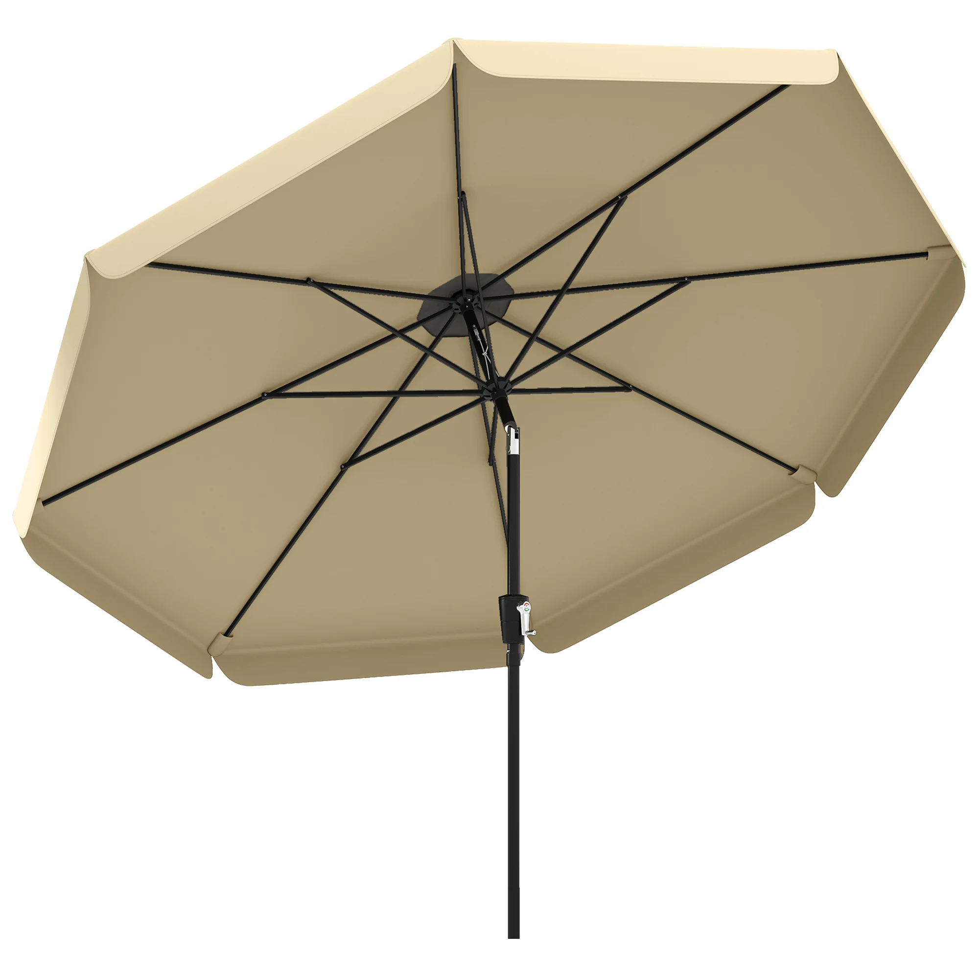 10ft Patio Umbrella with Push Button Tilt and Crank, Khaki - Image 12