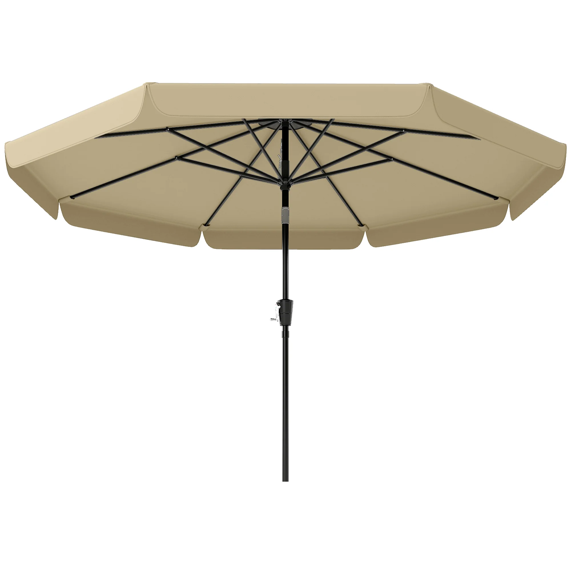 10ft Patio Umbrella with Push Button Tilt and Crank, Khaki - Image 2