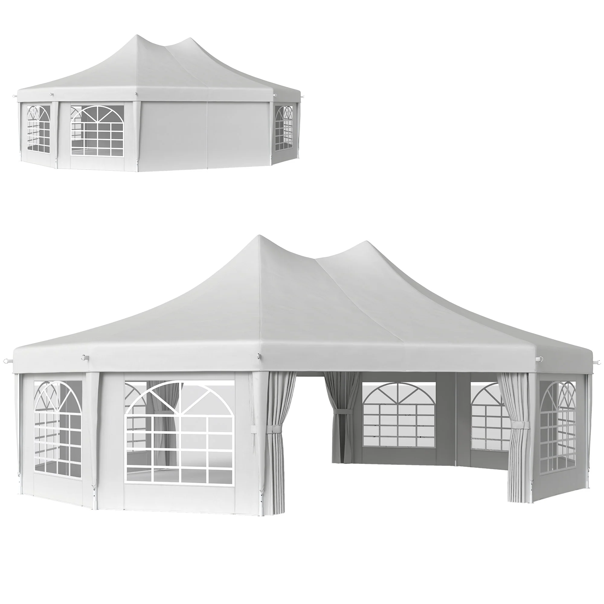 8.9 x 6.5m Decagonal Garden Gazebo Marquee with Sides, White - Image 12