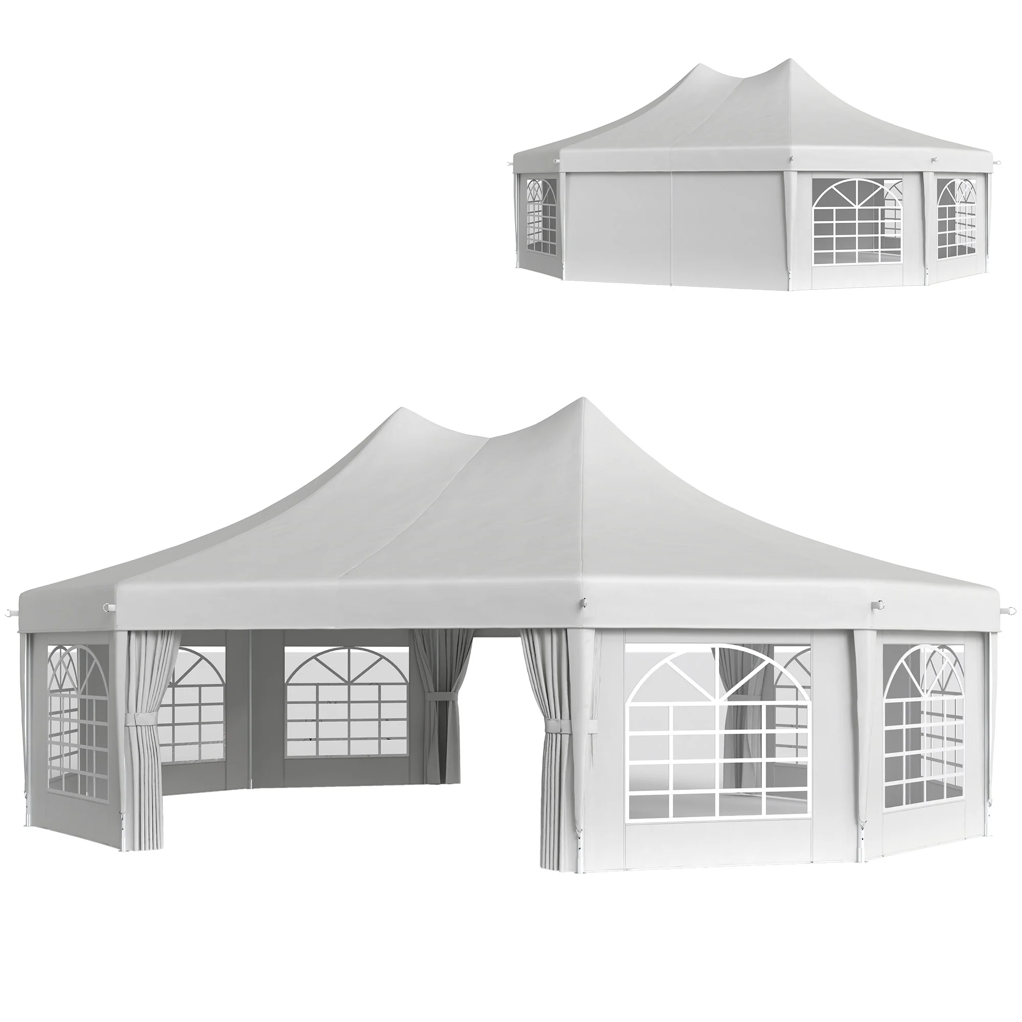 8.9 x 6.5m Decagonal Garden Gazebo Marquee with Sides, White - Image 2