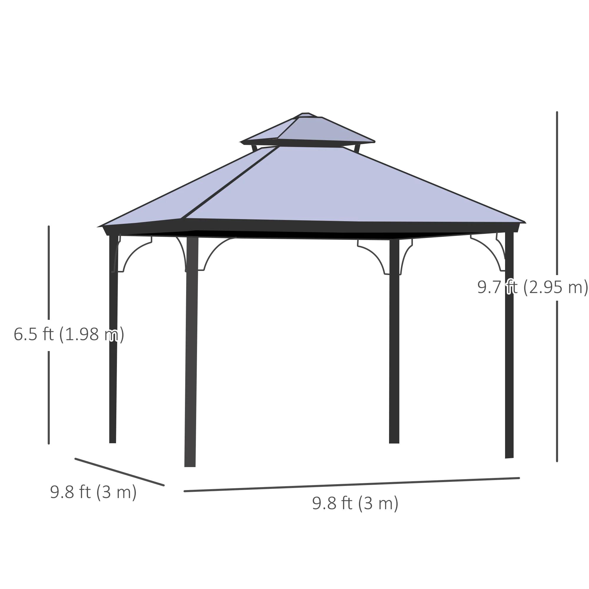 10' x 10' Hardtop Gazebo with Polycarbonate Roof & Netting, Beige - Image 5