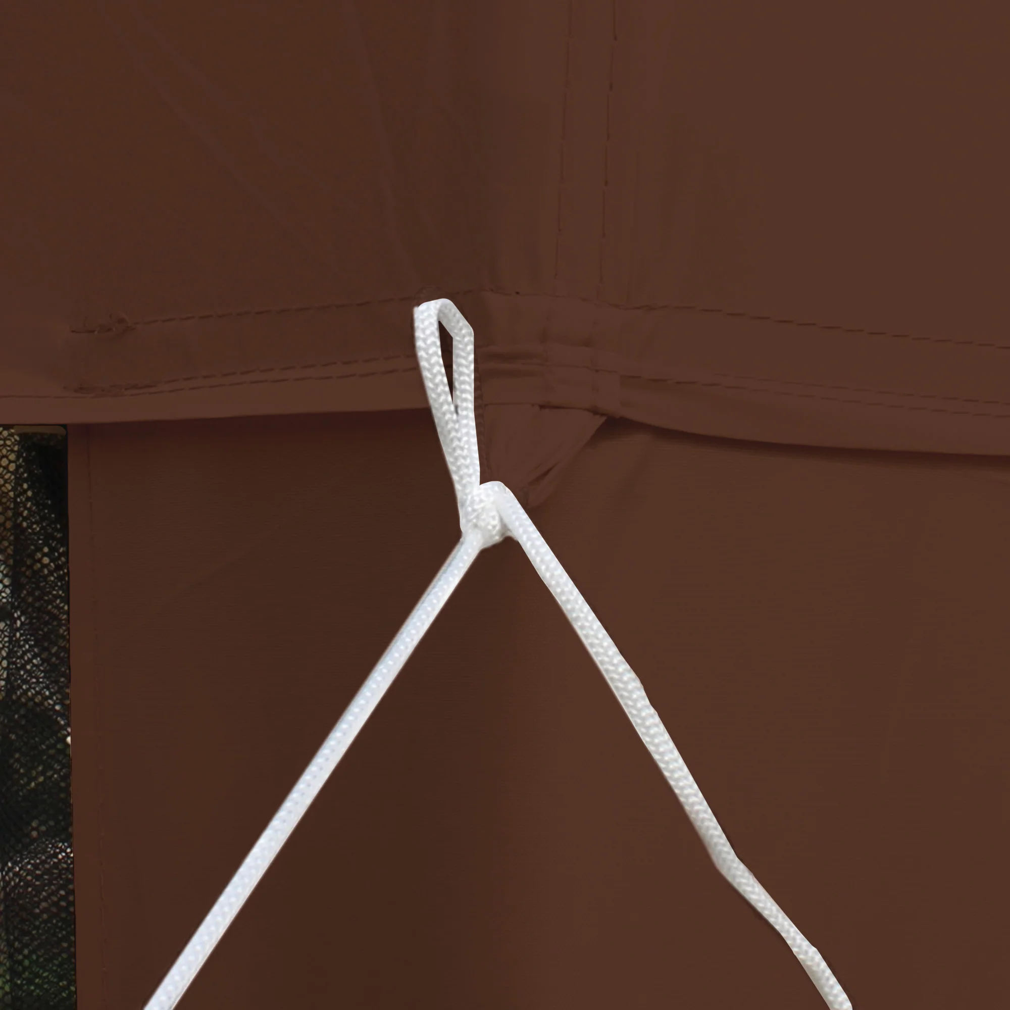 10' x 10' Canopy Tent with Mesh Netting and Double Tier Roof, Brown - Image 11