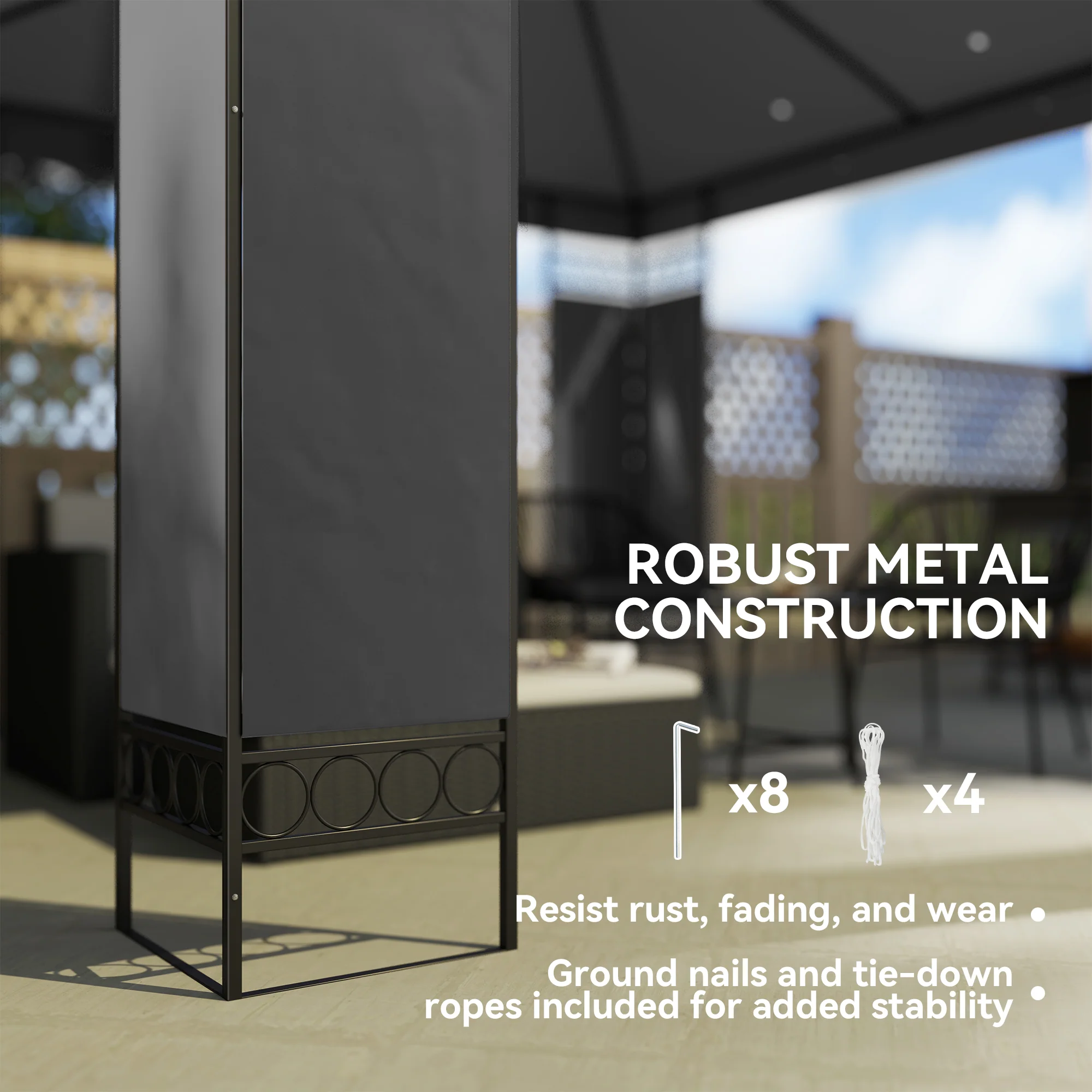 10 x 10 ft Canopy Gazebo with Double Roof and Mesh Screen Panels, Dark Grey - Image 10