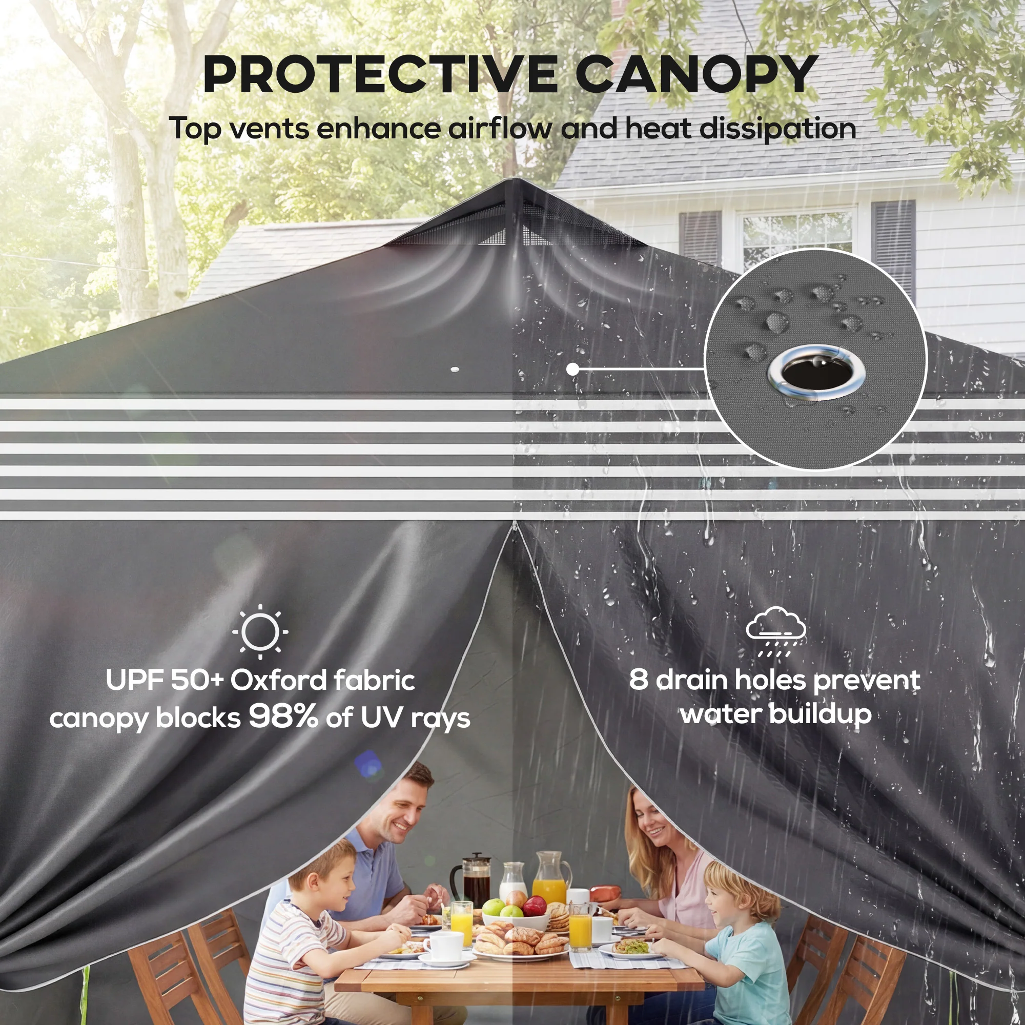 10 x 10 ft Pop-Up Canopy Tent with 4 Sidewalls and Wheeled Bag, Dark Grey - Image 6