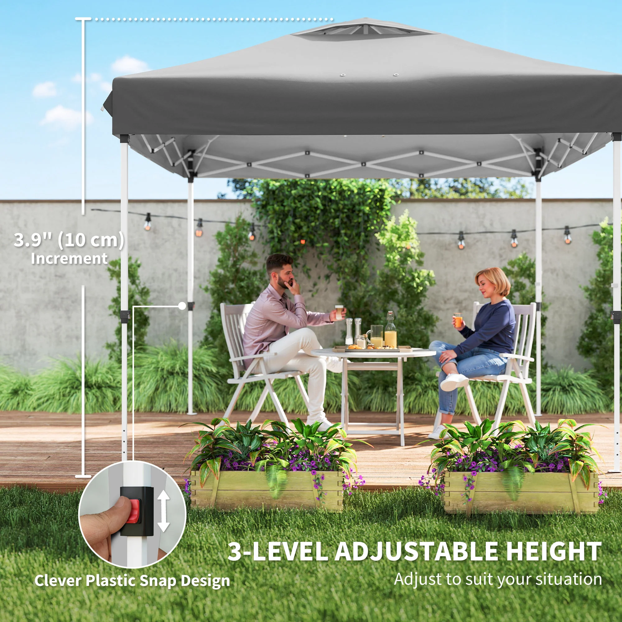 10 x 10 ft Pop Up Canopy Tent with Mosquito Netting and Sandbags, Dark Grey - Image 10
