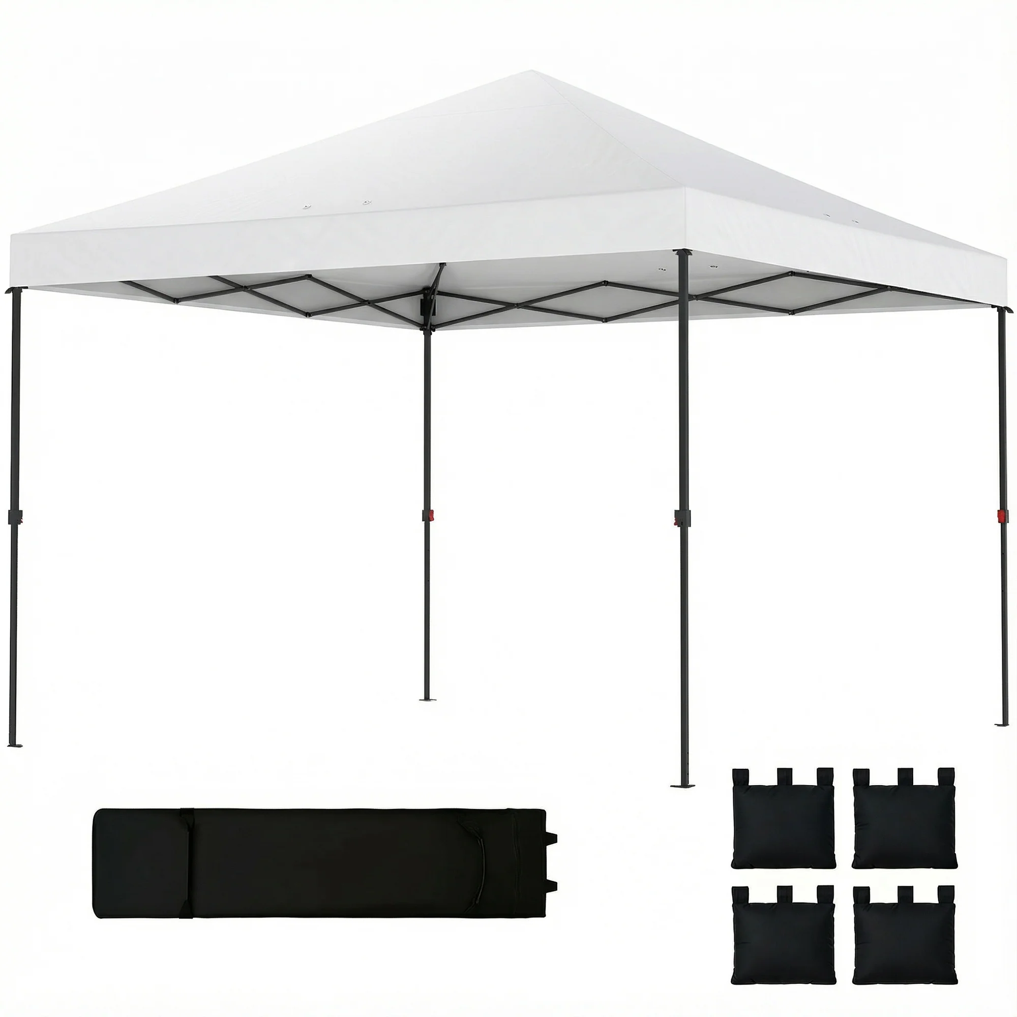 10' x 10' Pop Up Canopy Tent with Wheeled Carry Bag, White - Image 2