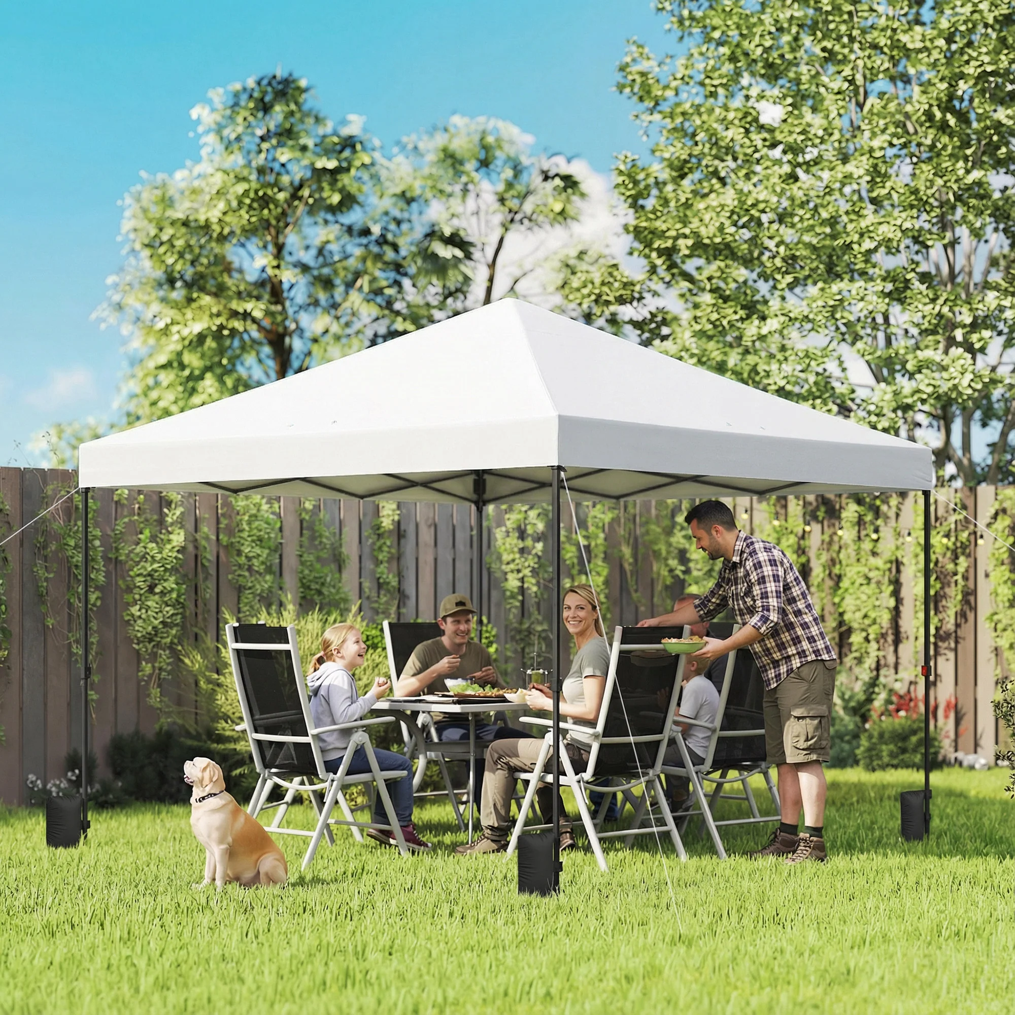 10' x 10' Pop Up Canopy Tent with Wheeled Carry Bag, White - Image 3