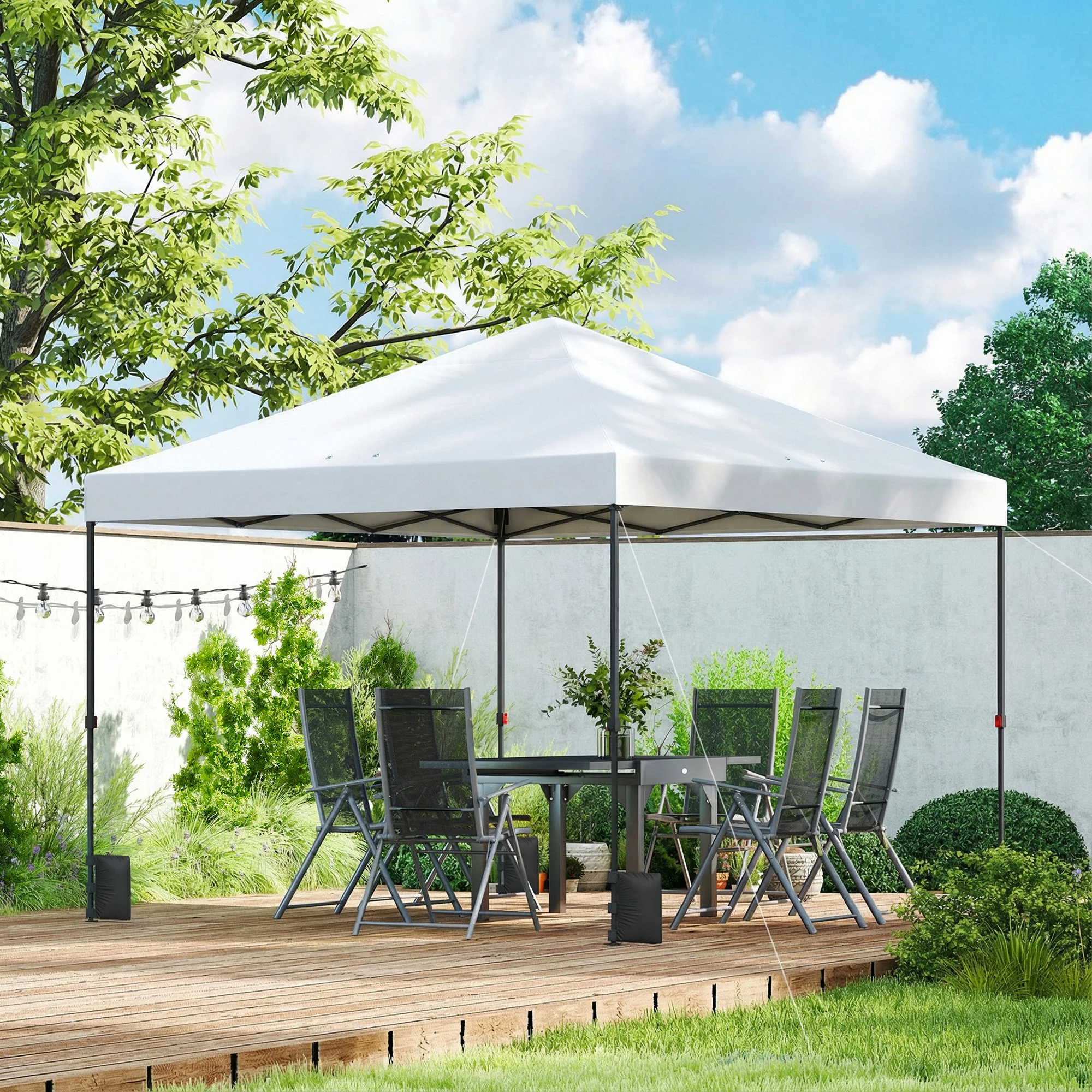 10' x 10' Pop Up Canopy Tent with Wheeled Carry Bag, White - Image 4