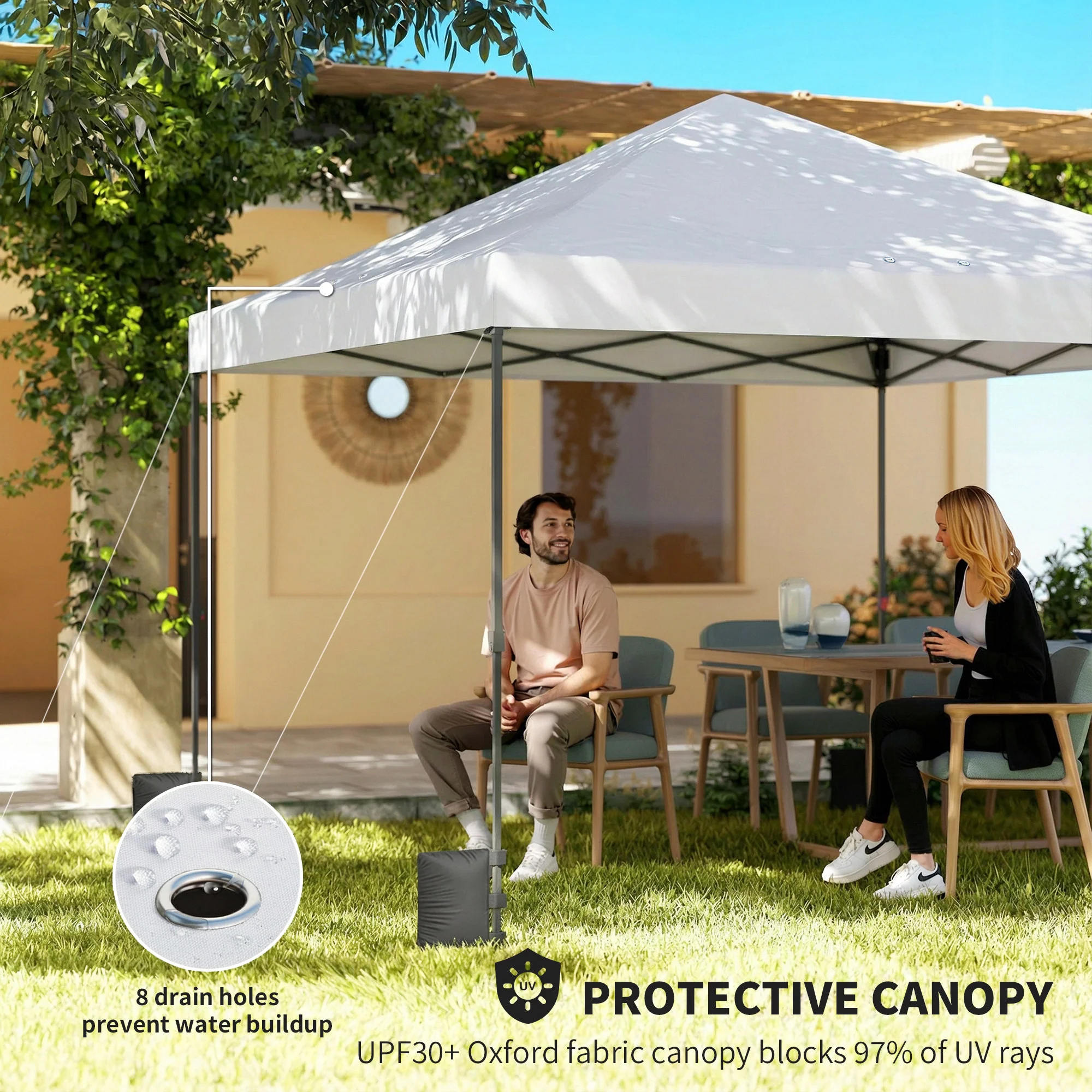 10' x 10' Pop Up Canopy Tent with Wheeled Carry Bag, White - Image 7