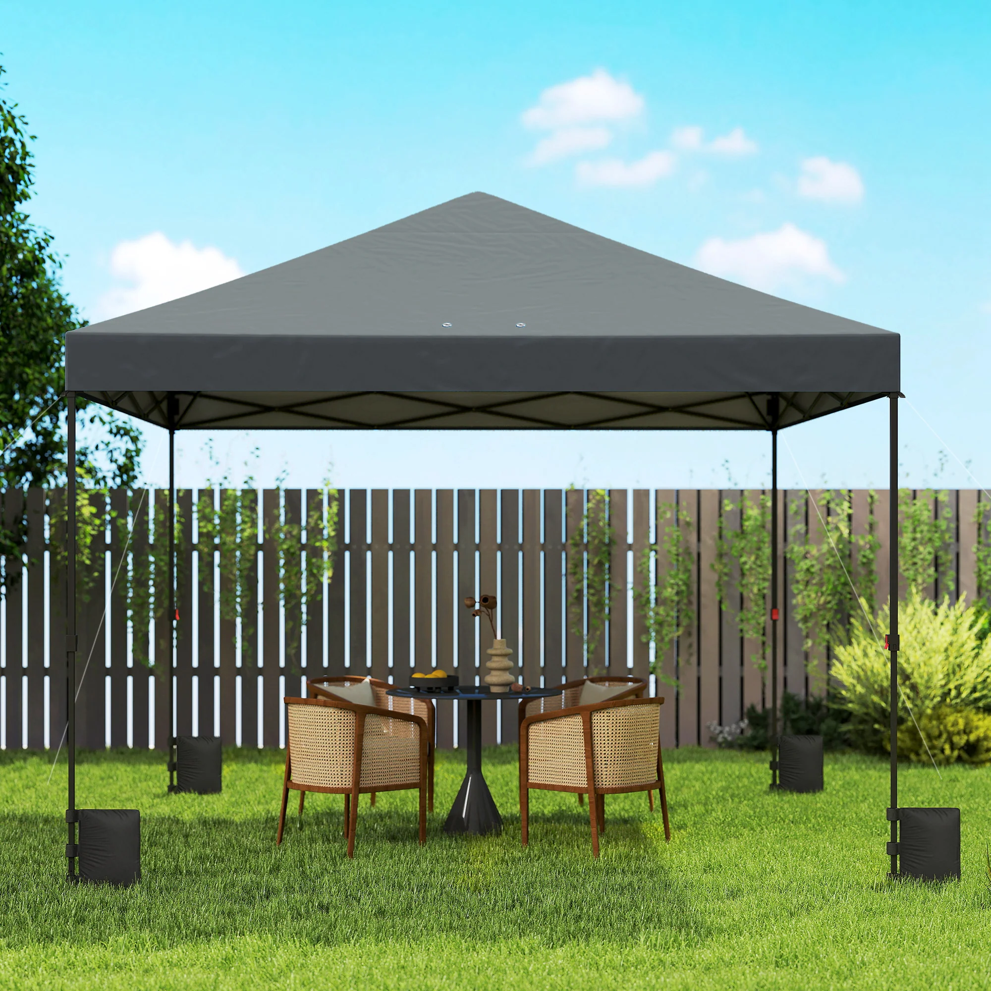 10' x 10' Pop Up Canopy Tent with Wheeled Carry Bag, Dark Gray - Image 11