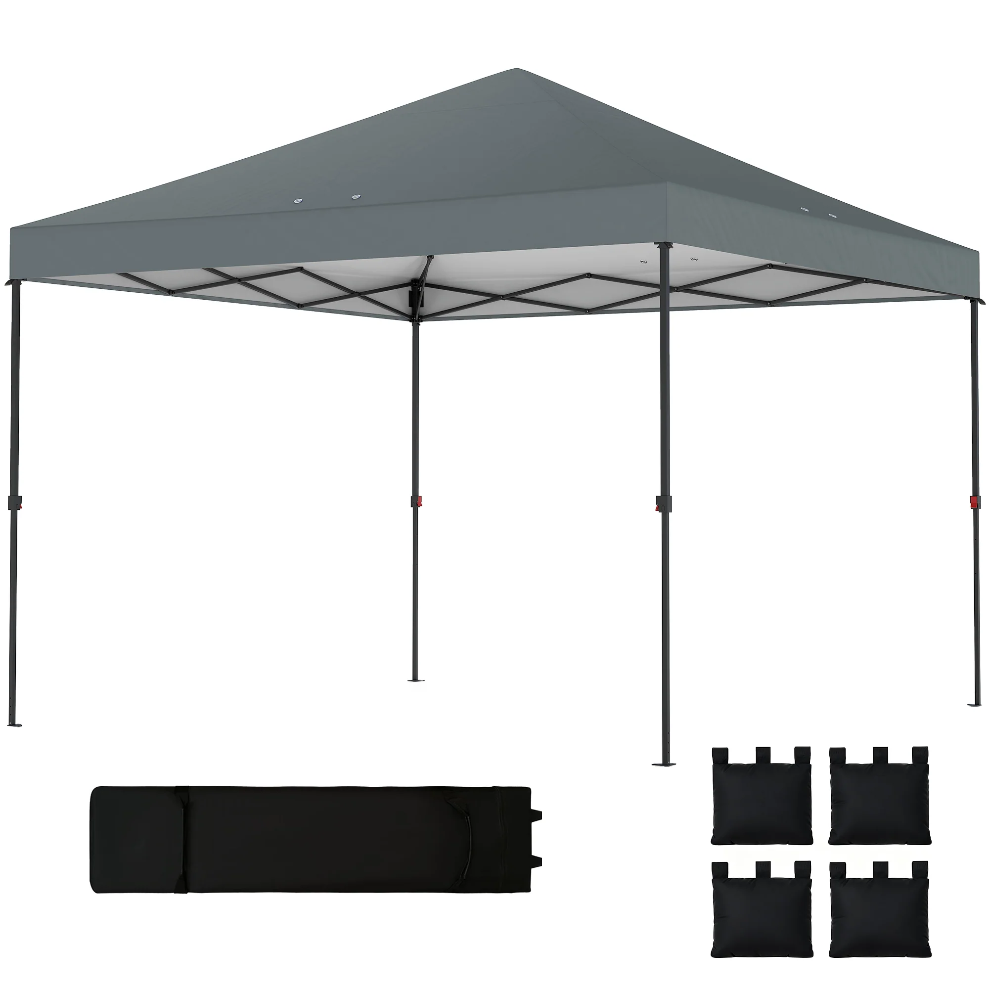 10' x 10' Pop Up Canopy Tent with Wheeled Carry Bag, Dark Gray - Image 2