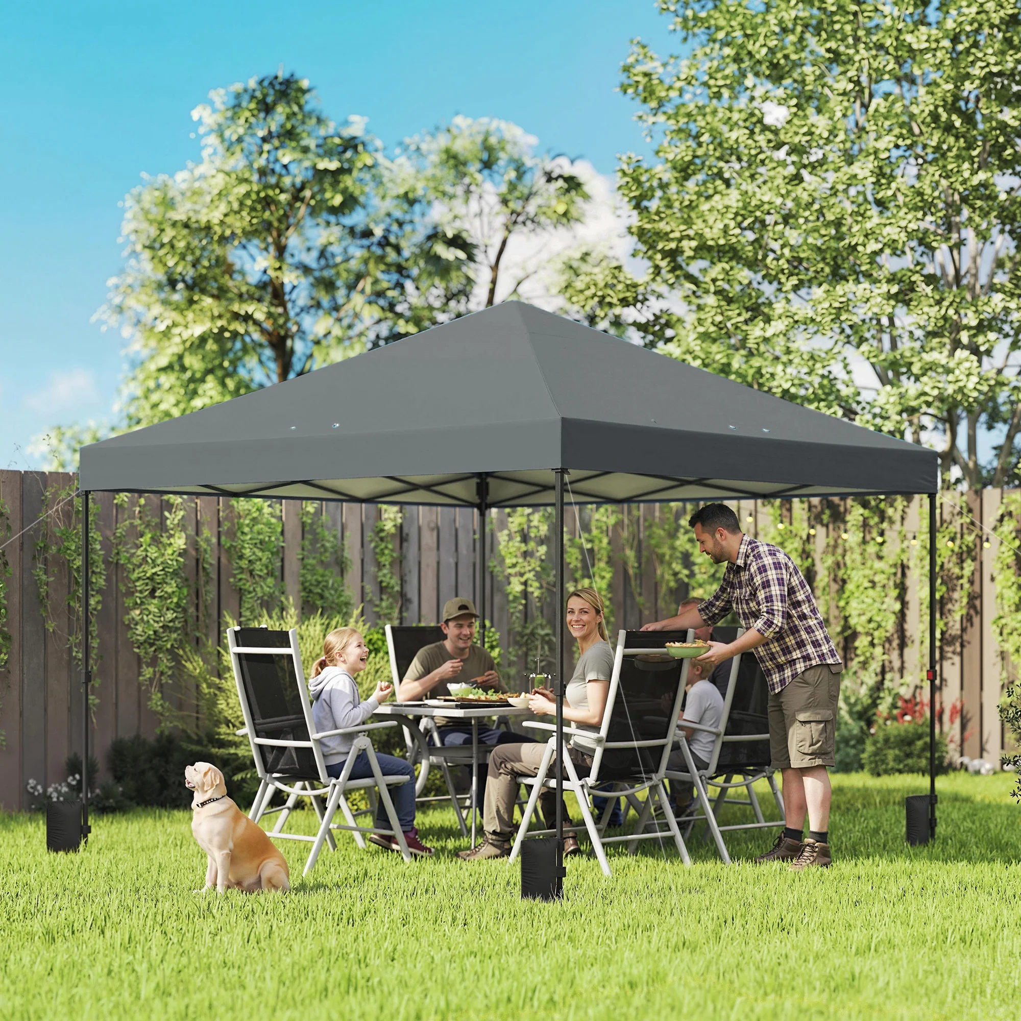 10' x 10' Pop Up Canopy Tent with Wheeled Carry Bag, Dark Gray - Image 3