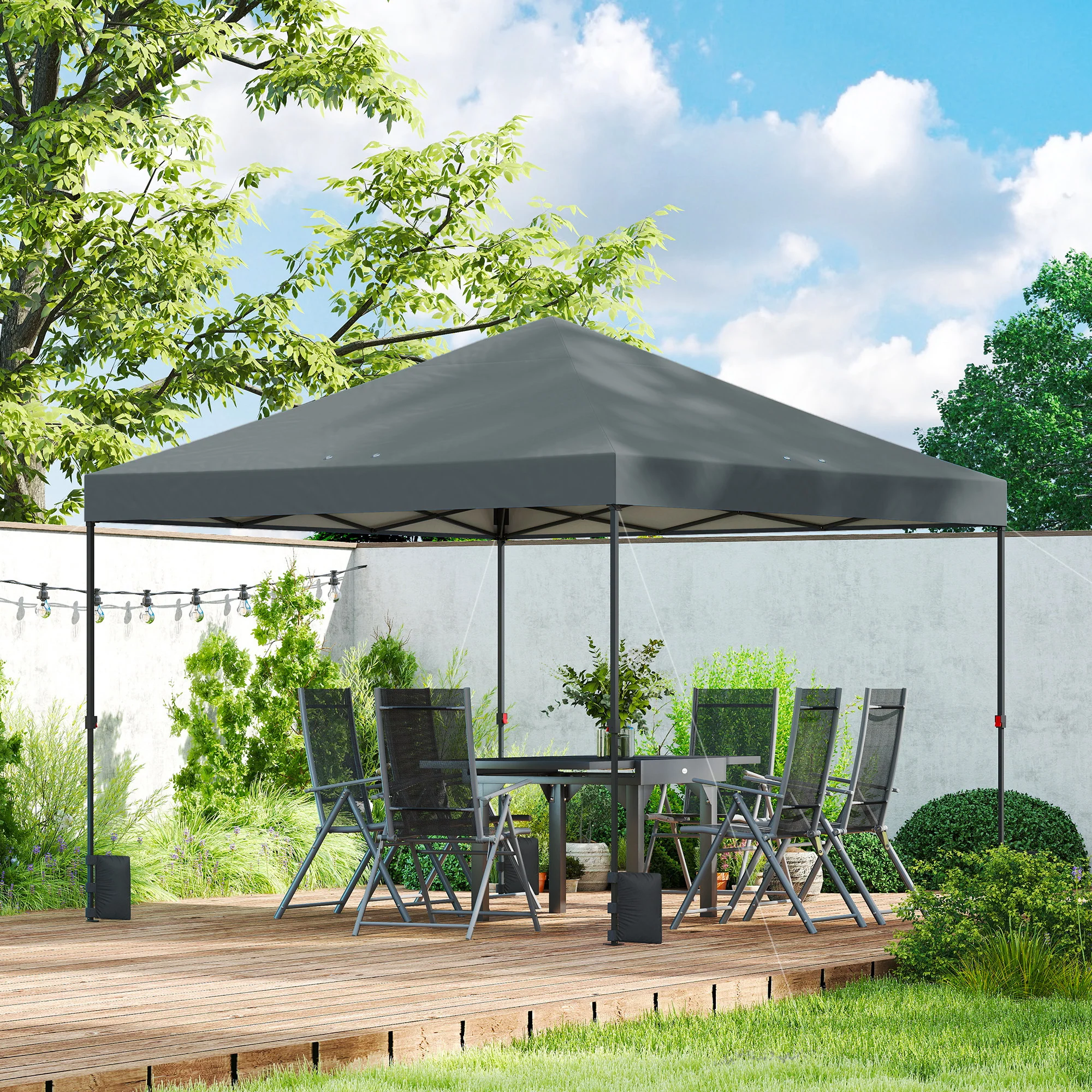 10' x 10' Pop Up Canopy Tent with Wheeled Carry Bag, Dark Gray - Image 4