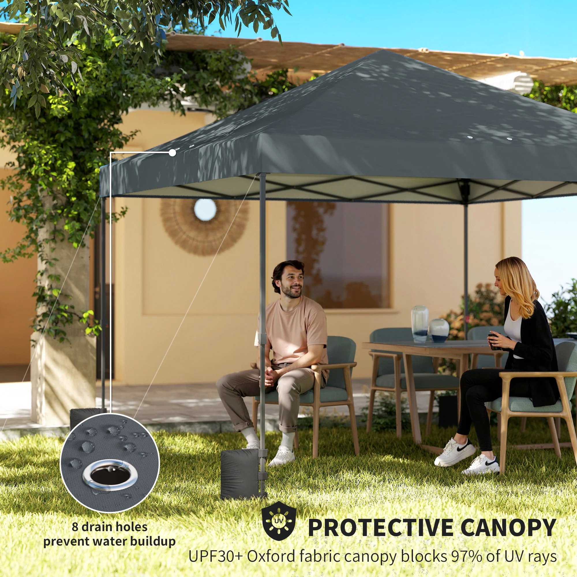 10' x 10' Pop Up Canopy Tent with Wheeled Carry Bag, Dark Gray - Image 7