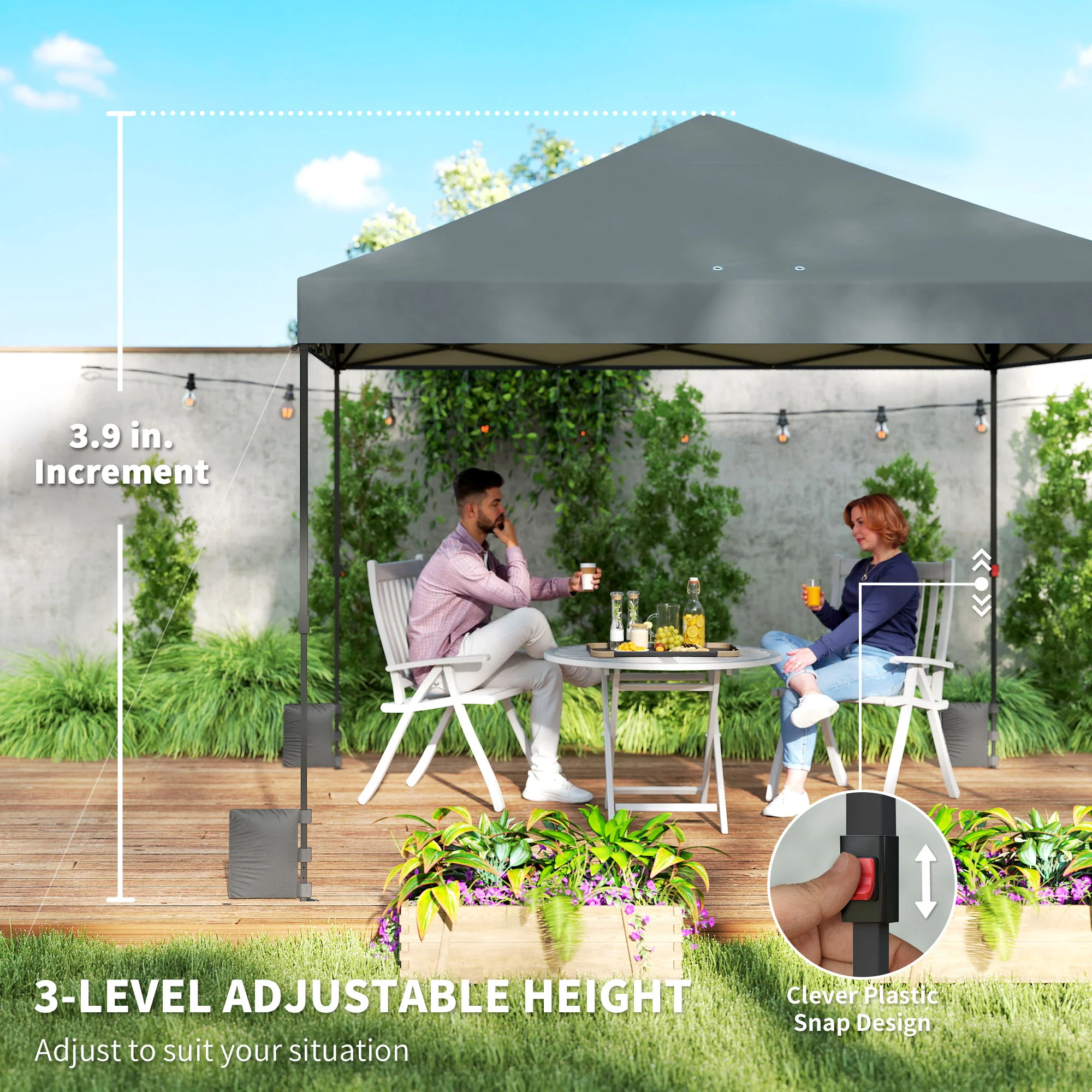 10' x 10' Pop Up Canopy Tent with Wheeled Carry Bag, Dark Gray - Image 9