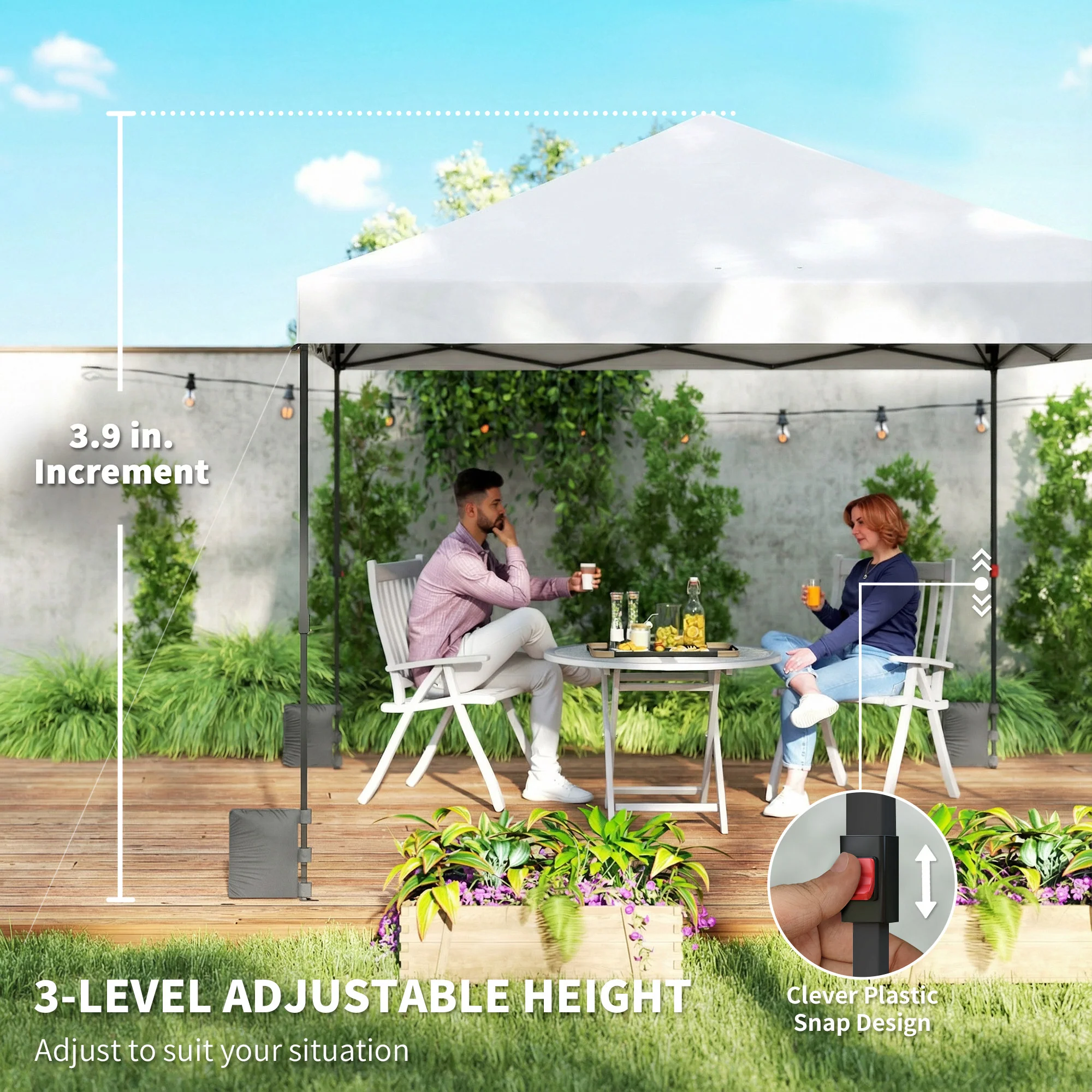 10' x 10' Pop Up Canopy Tent with Wheeled Carry Bag, White - Image 9