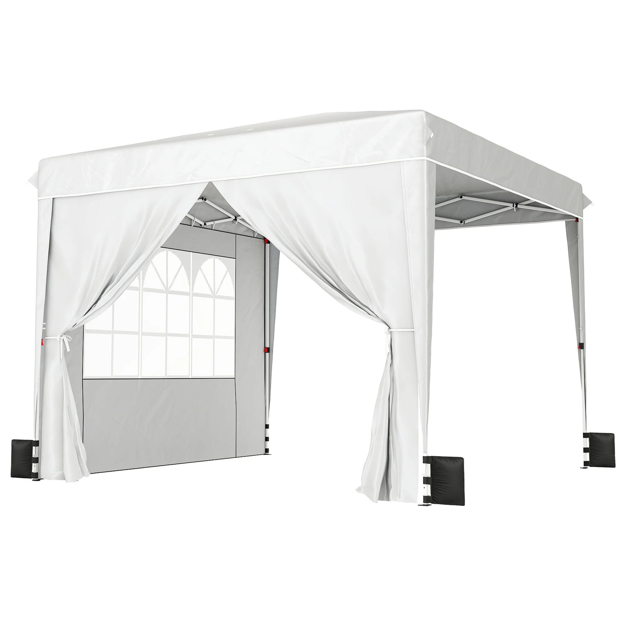 10' x 10' Pop Up Canopy Tent with Sidewalls, White - Image 12