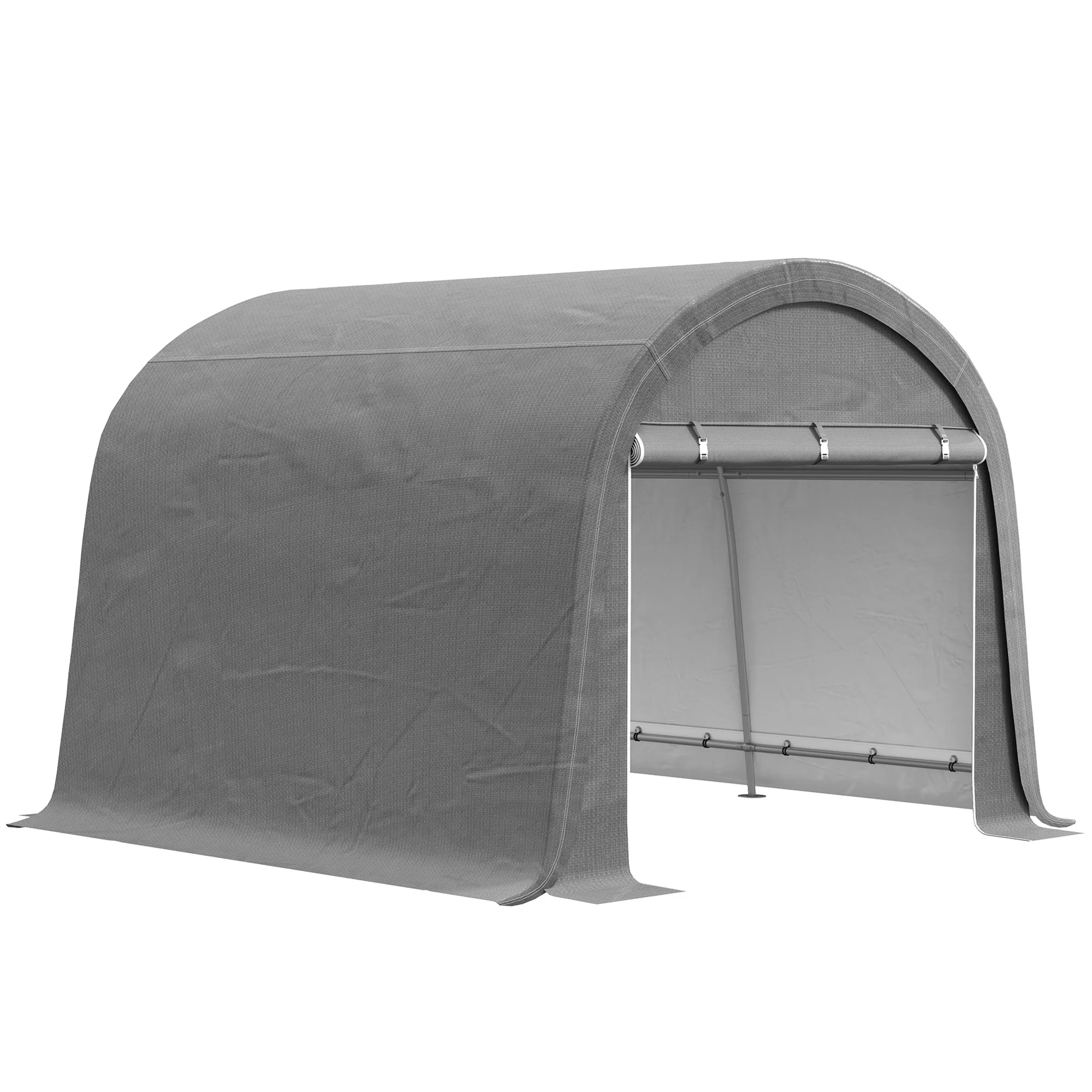 10' x 10' Heavy Duty Garden Storage Tent with Galvanized Frame, Light Grey - Image 12