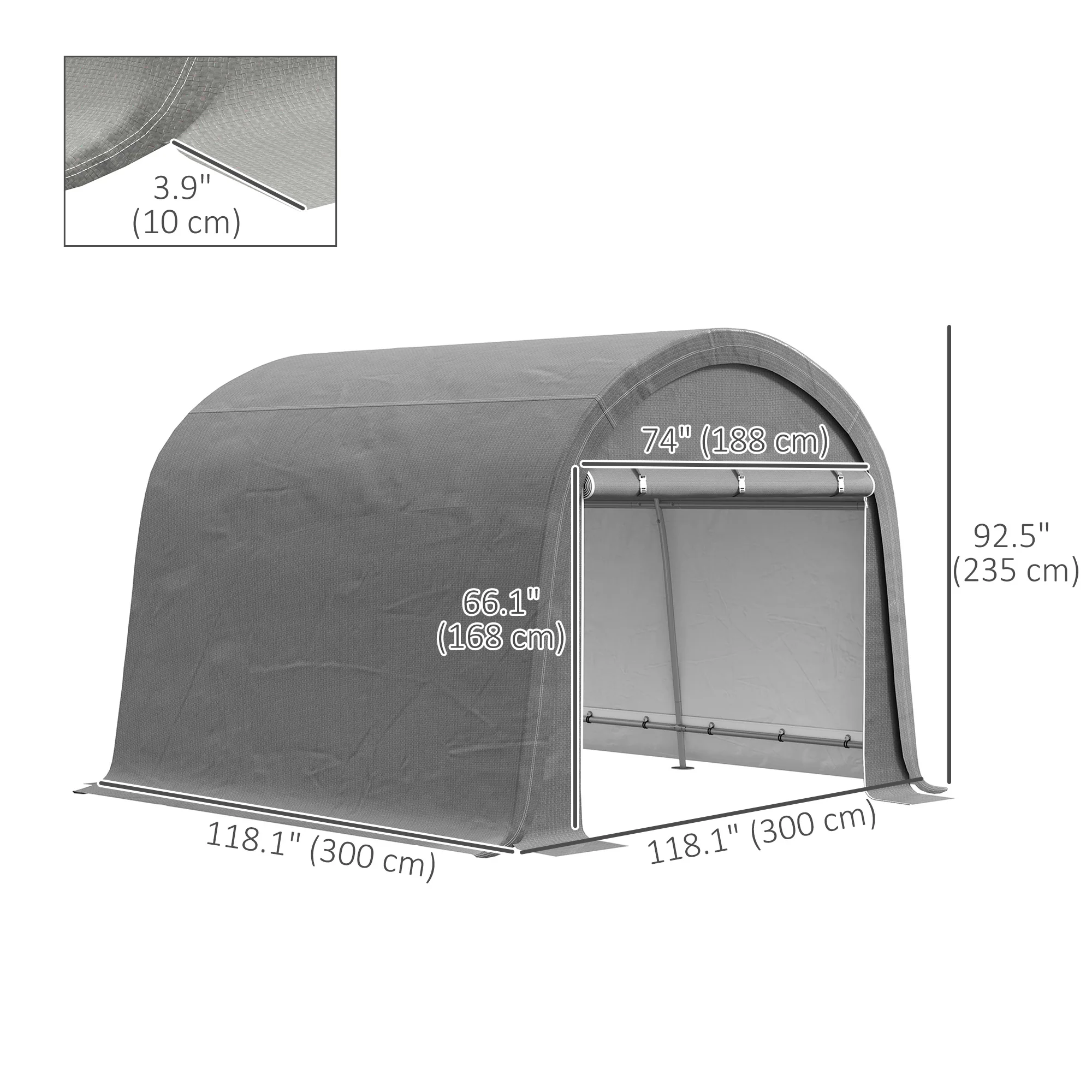 10' x 10' Heavy Duty Garden Storage Tent with Galvanized Frame, Light Grey - Image 5