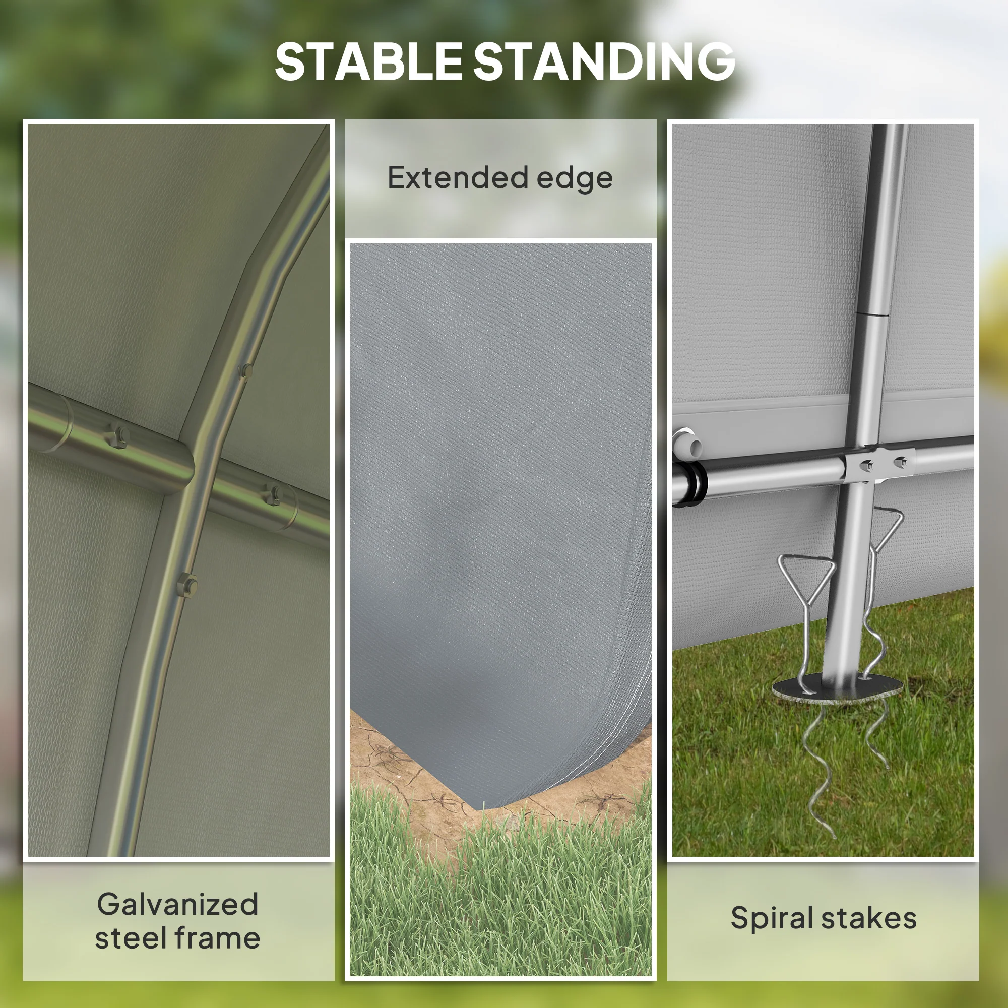 10' x 10' Heavy Duty Garden Storage Tent with Galvanized Frame, Light Grey - Image 7