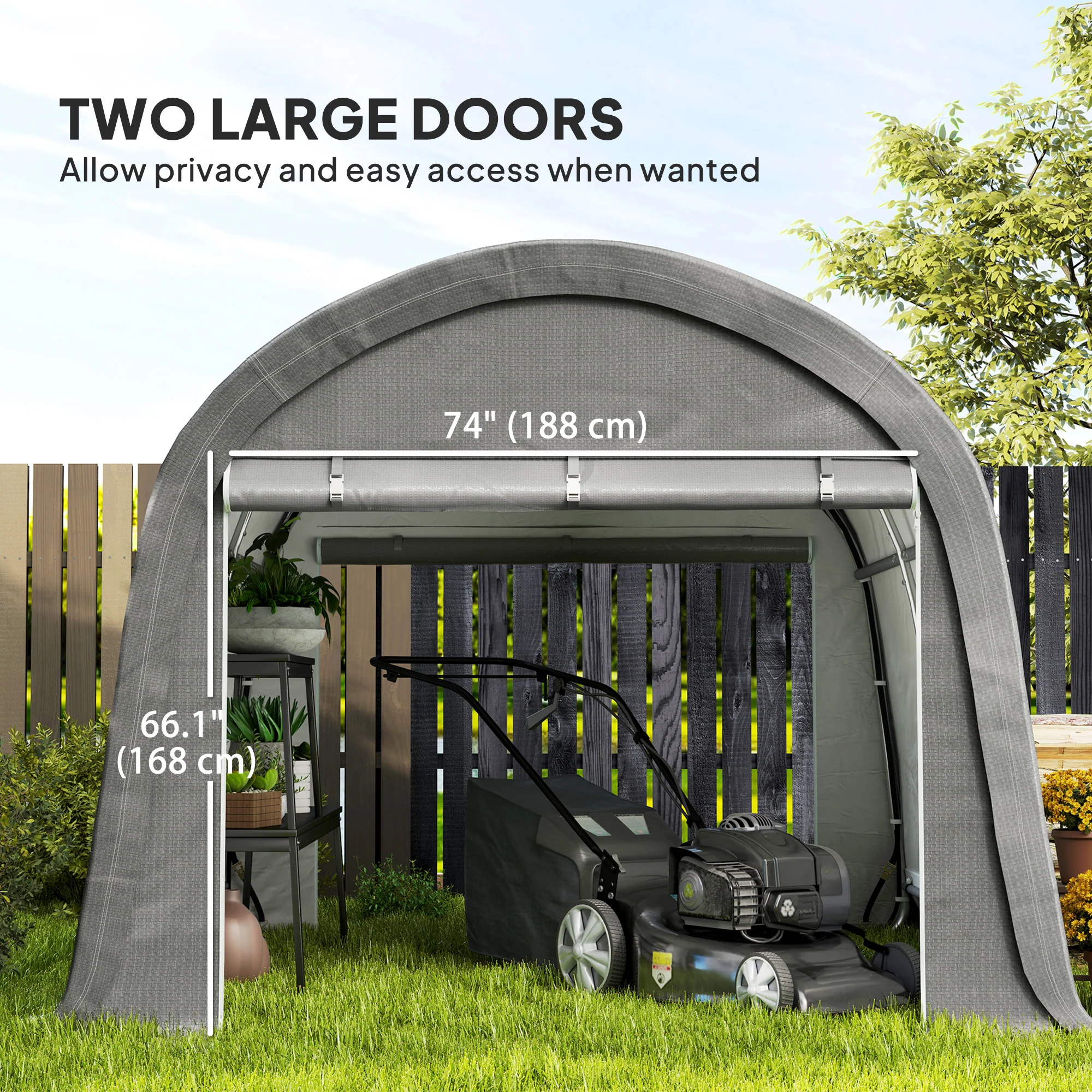 10' x 10' Heavy Duty Garden Storage Tent with Galvanized Frame, Light Grey - Image 8