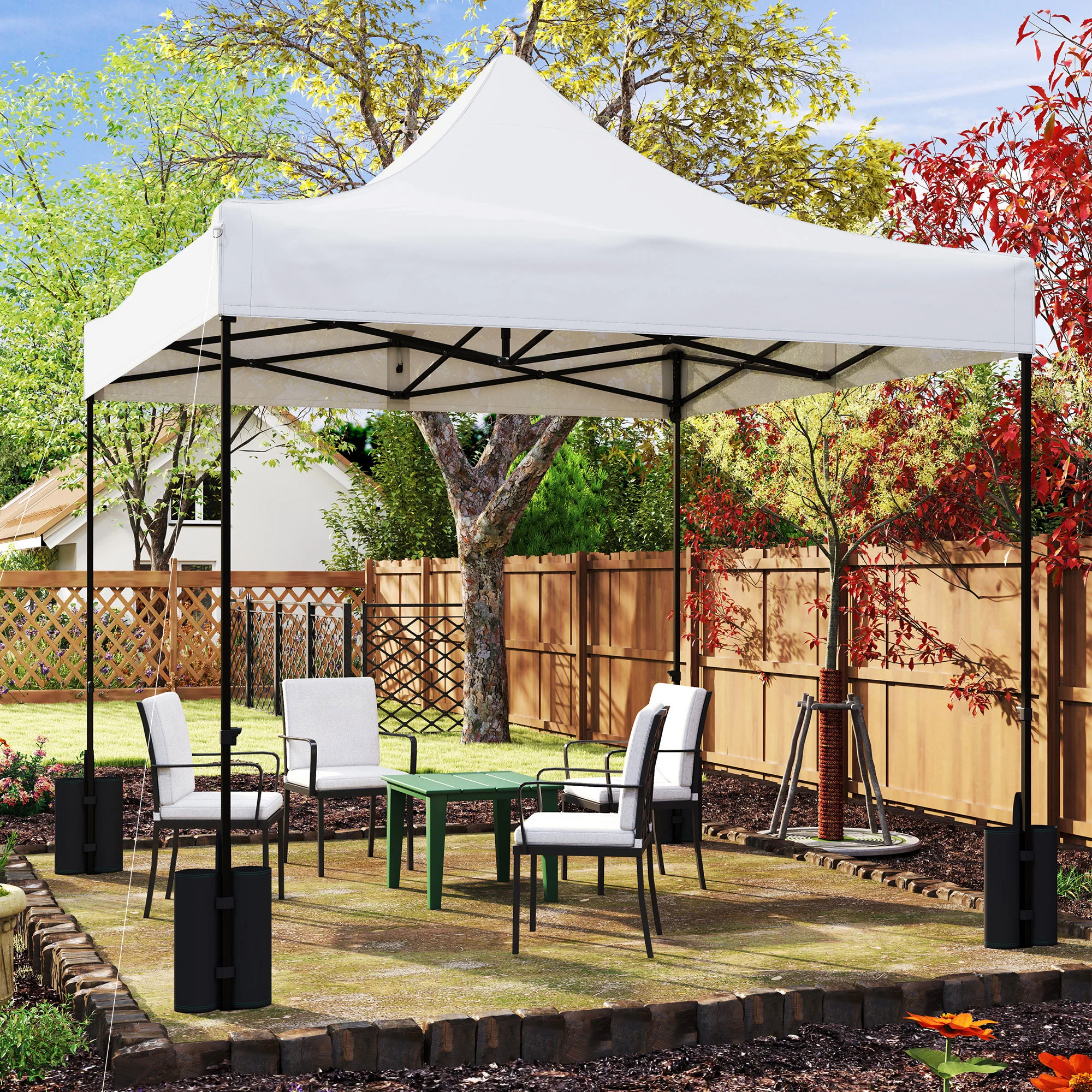 10' x 10' Gazebo Replacement Top with 4 Weight Bags & 8 Drain Holes, UPF50+, White - Image 11