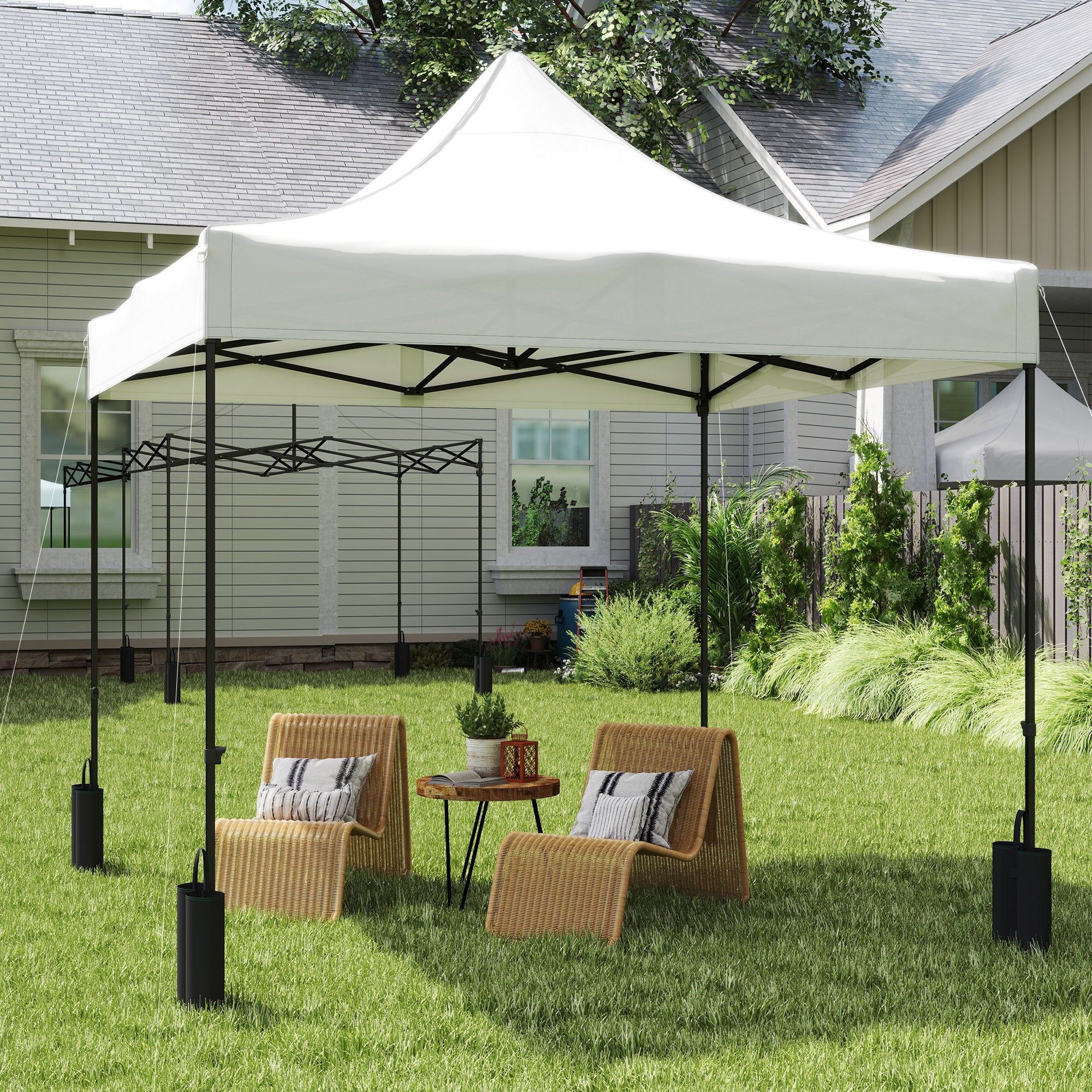 10' x 10' Gazebo Replacement Top with 4 Weight Bags & 8 Drain Holes, UPF50+, White - Image 4