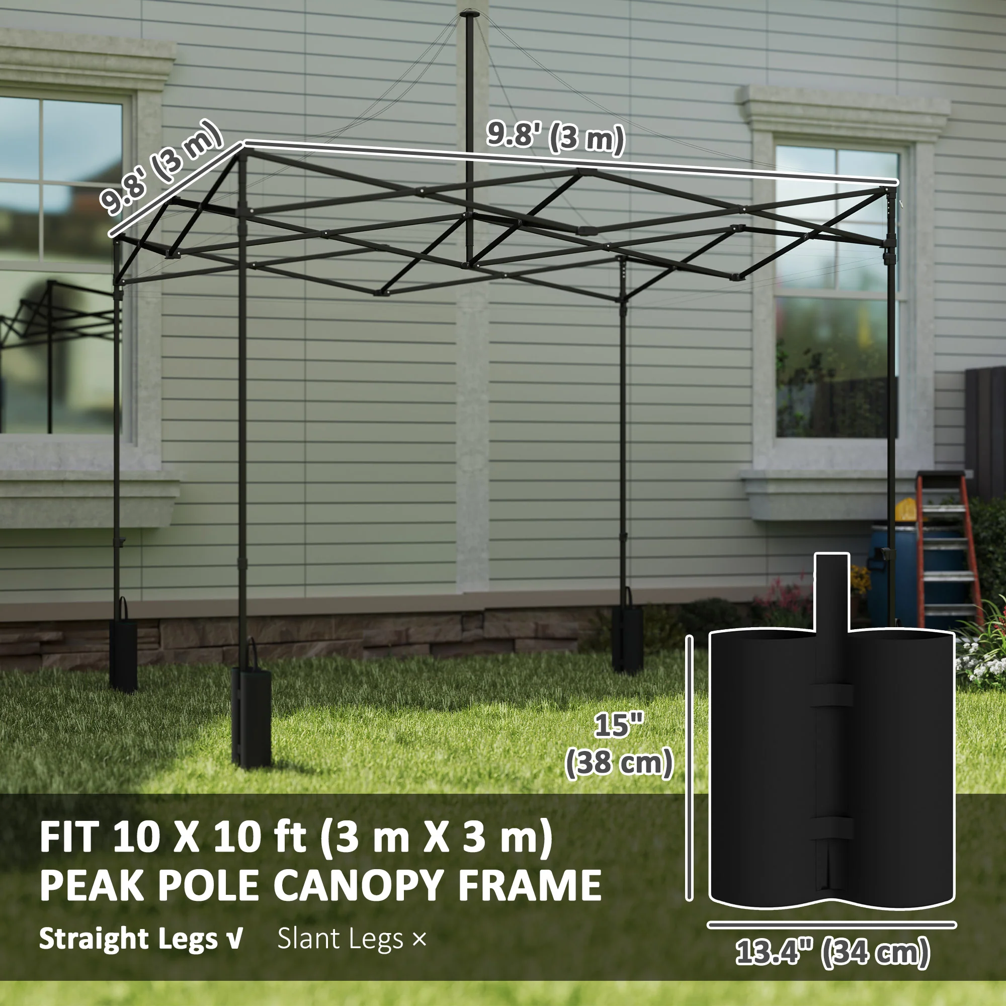 10' x 10' Gazebo Replacement Top with 4 Weight Bags & 8 Drain Holes, UPF50+, White - Image 5
