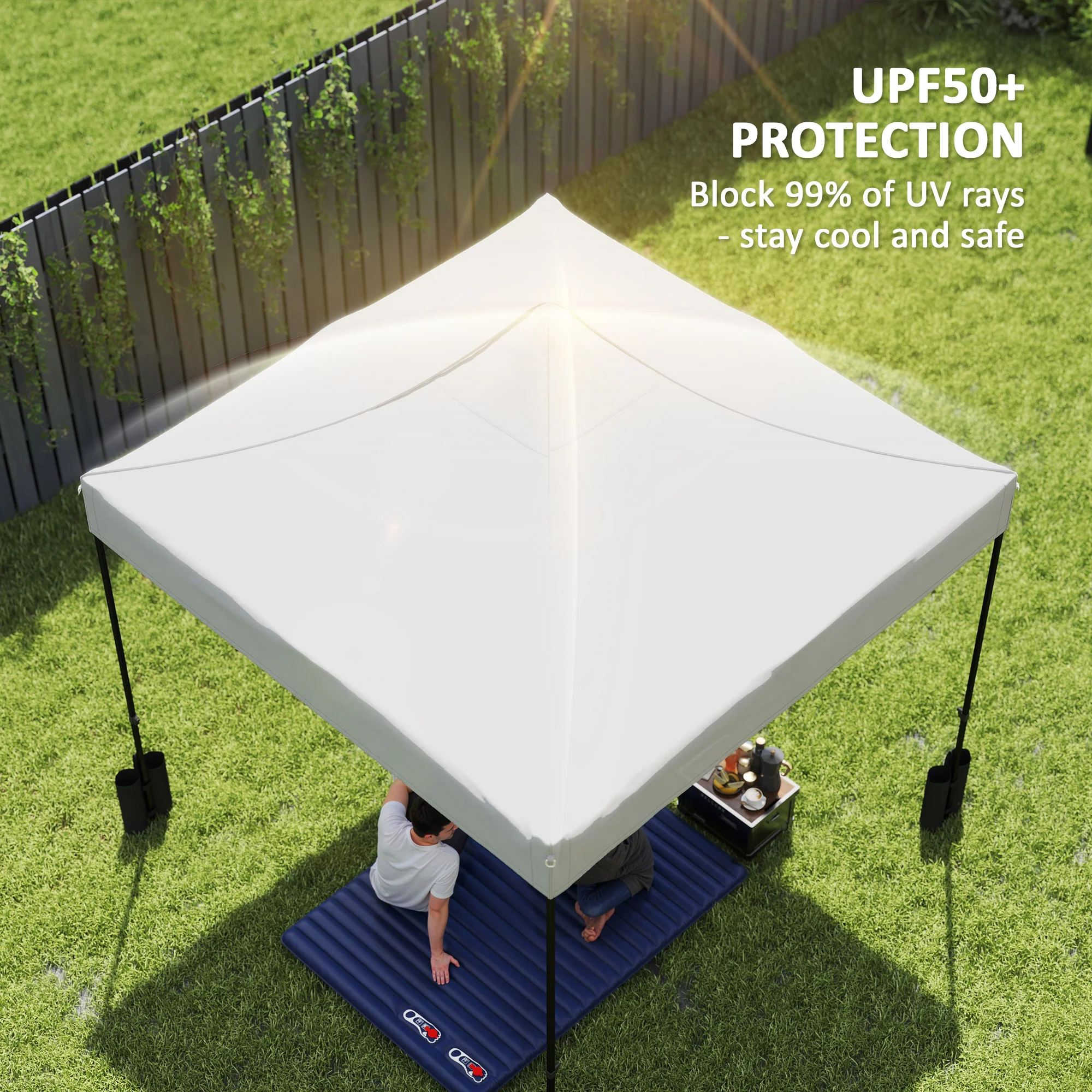 10' x 10' Gazebo Replacement Top with 4 Weight Bags & 8 Drain Holes, UPF50+, White - Image 6
