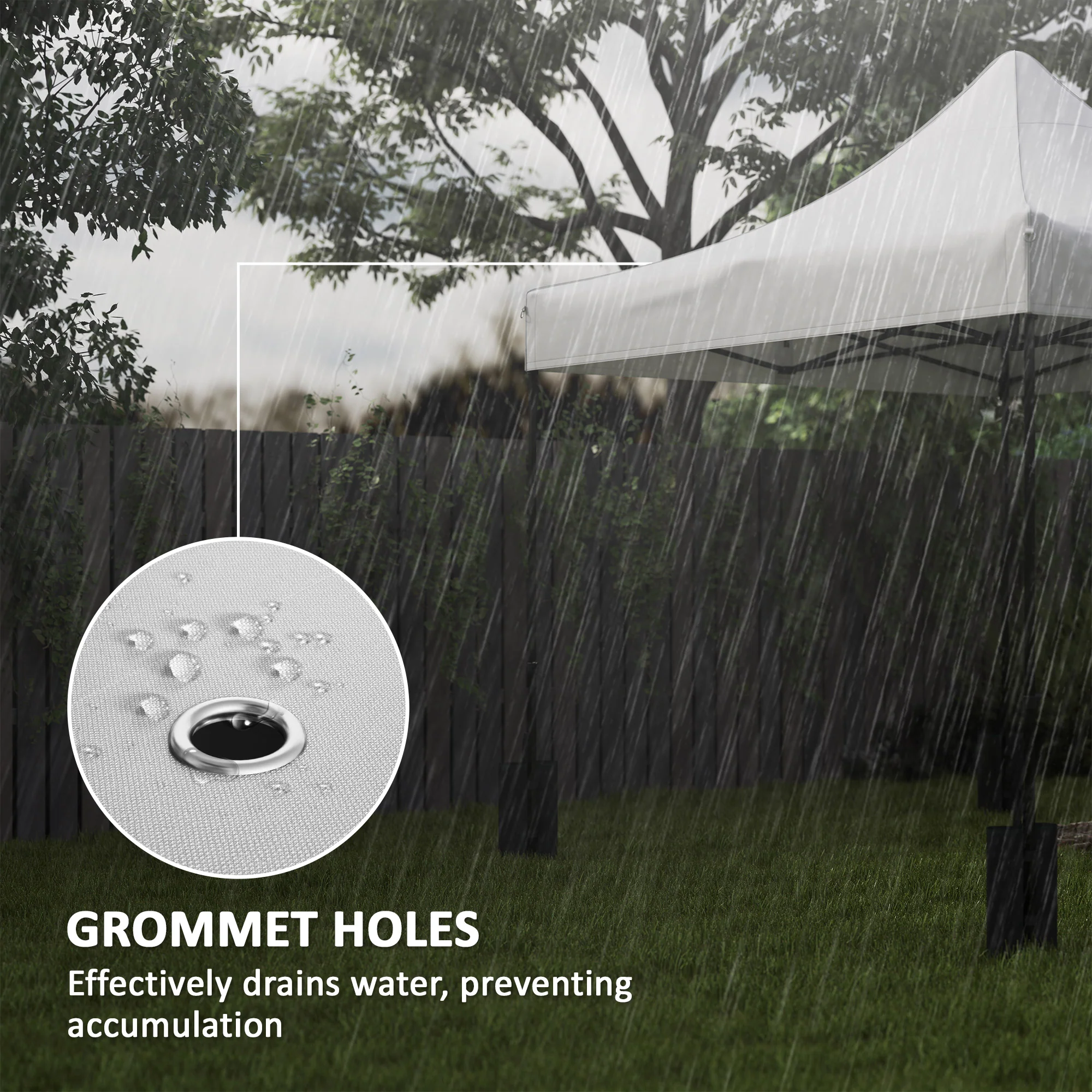 10' x 10' Gazebo Replacement Top with 4 Weight Bags & 8 Drain Holes, UPF50+, White - Image 7