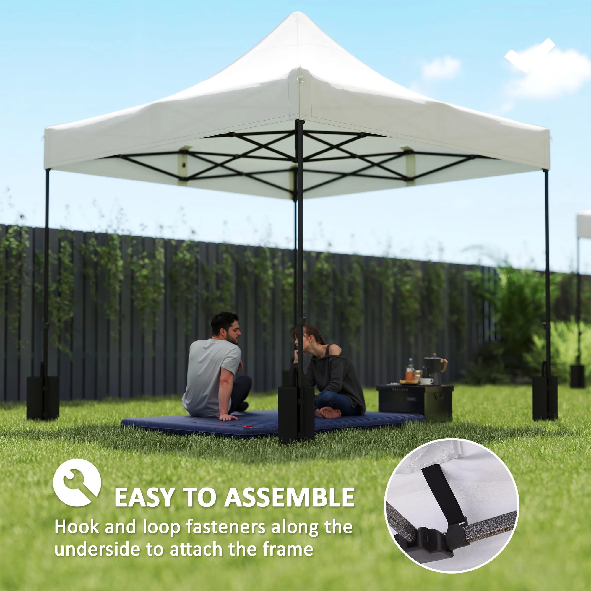 10' x 10' Gazebo Replacement Top with 4 Weight Bags & 8 Drain Holes, UPF50+, White - Image 8