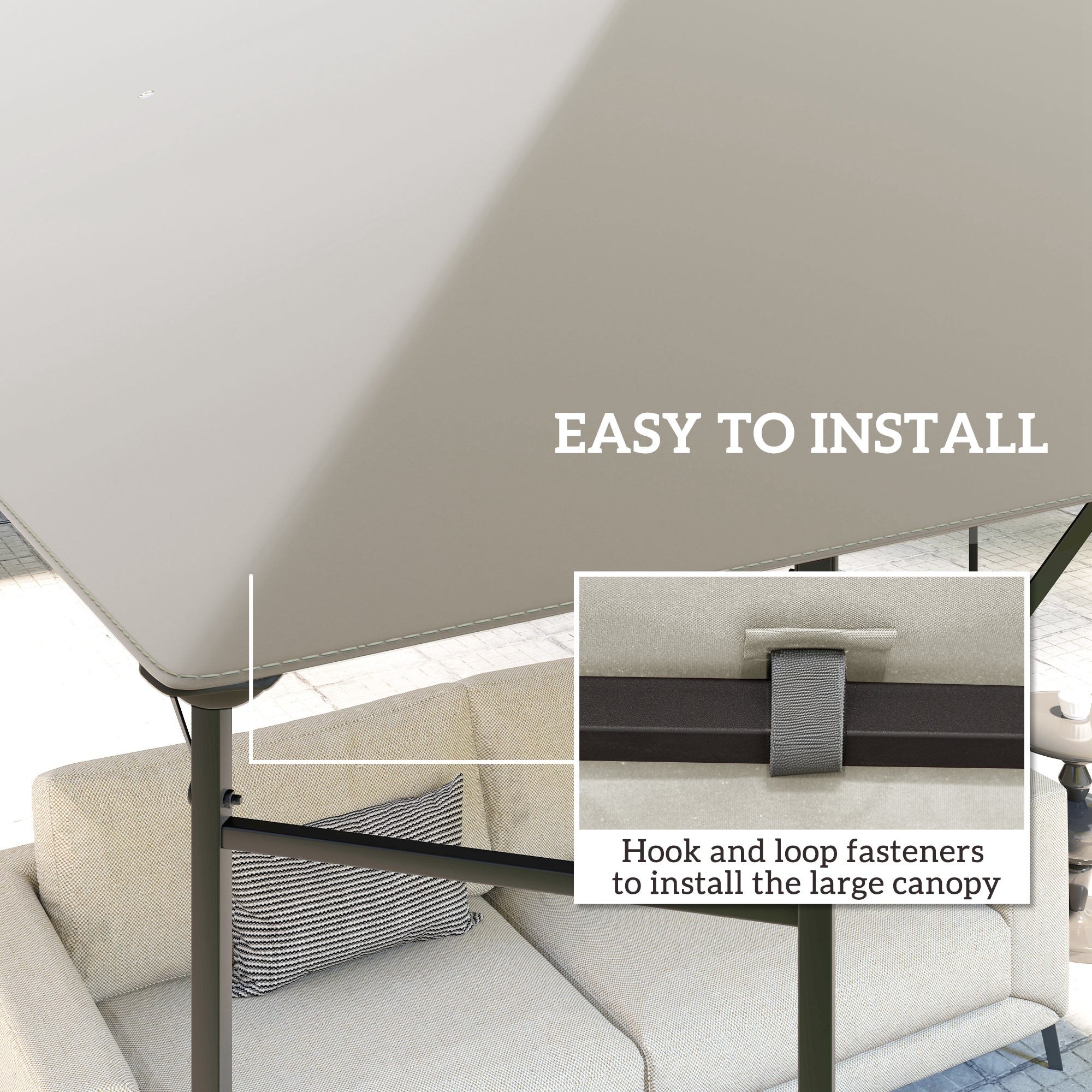 10' x 10' Gazebo Replacement Canopy Top Cover with Drain Holes, Grey - Image 7