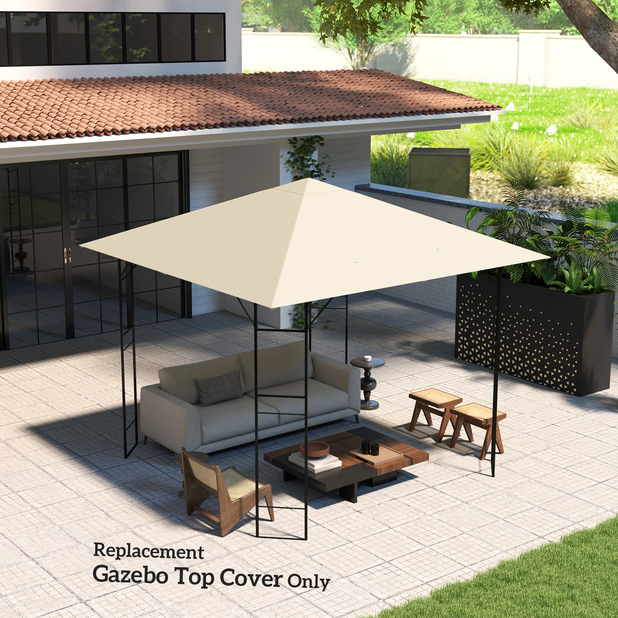 10' x 10' Water Resistant Gazebo Top with Water Resistant & UPF30+ Protection, Cream White - Image 9