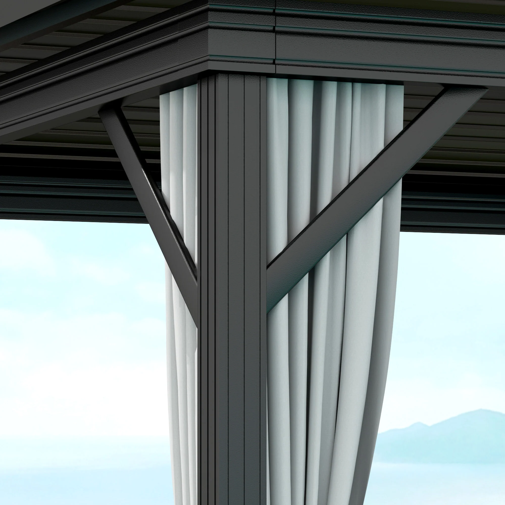 10' x 10' Hardtop Gazebo with Double Roof & Mosquito Netting, Light Grey - Image 11