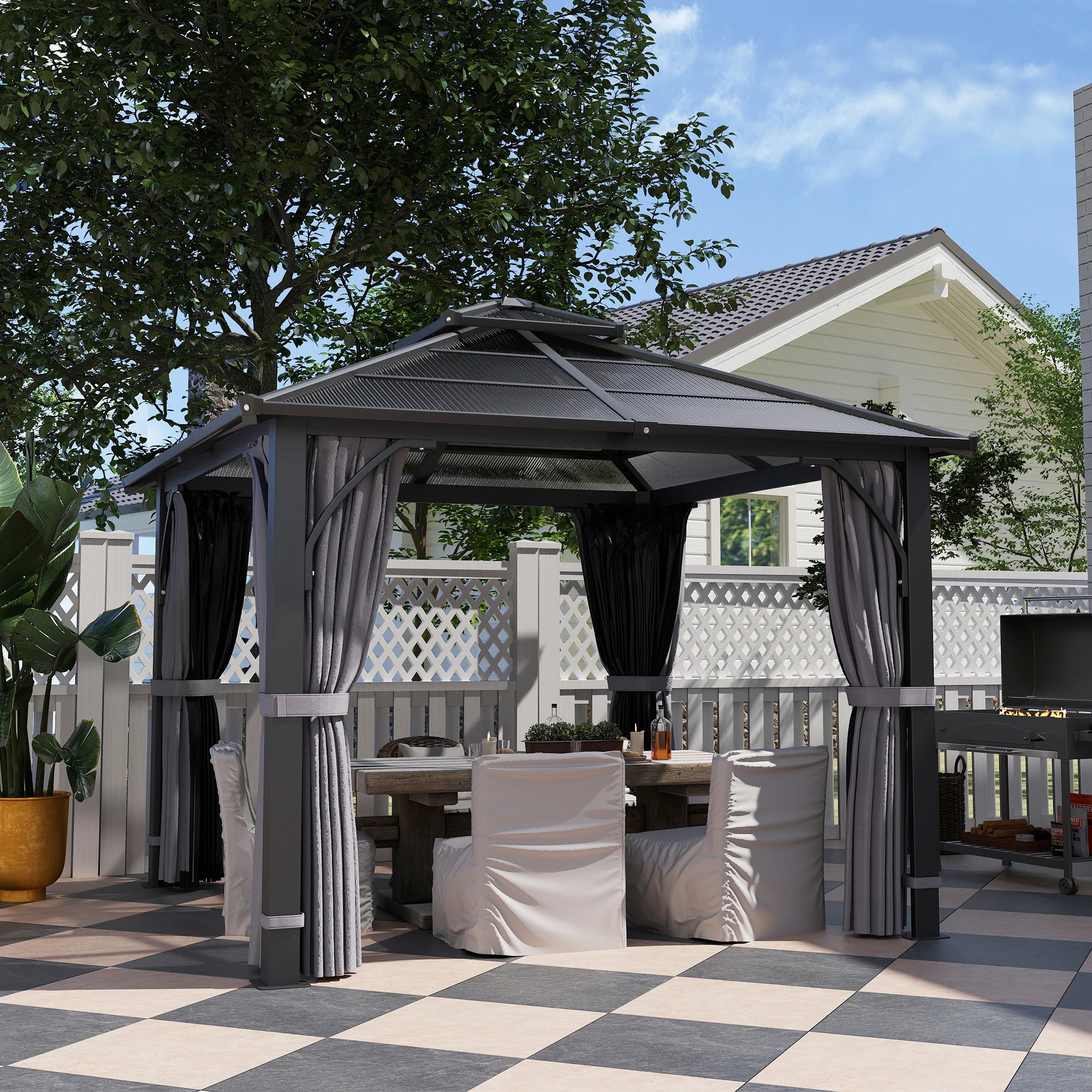 10' x 10' Hardtop Gazebo with 7mm Polycarbonate Double Roof - Image 3